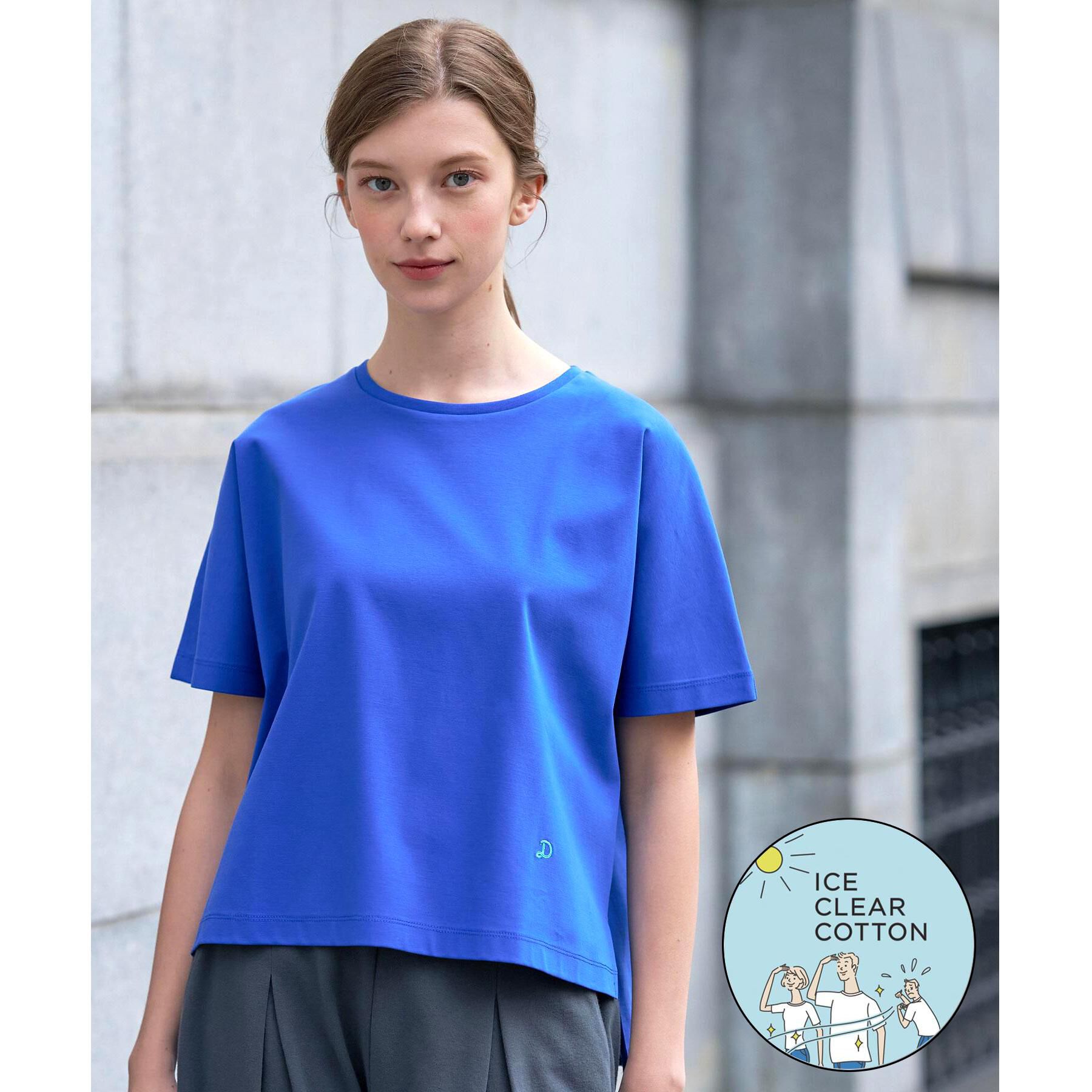 DRESSTERIOR「【接触冷感／抗菌防臭／消臭】アイスクリアコットンドルマンTシャツ」|Tシャツ・カットソー|ブルー(093)