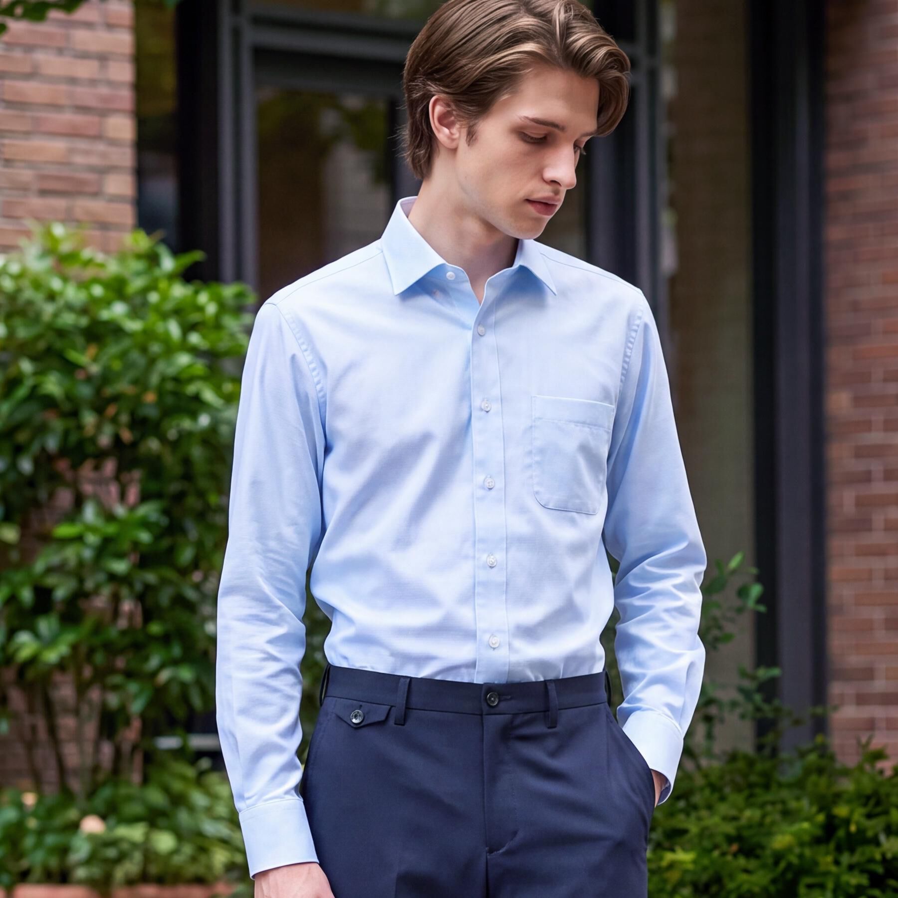 DRESSTERIOR「【速乾素材】メッシュドライタッチシャツ」|シャツ・ブラウス|サックスブルー(09