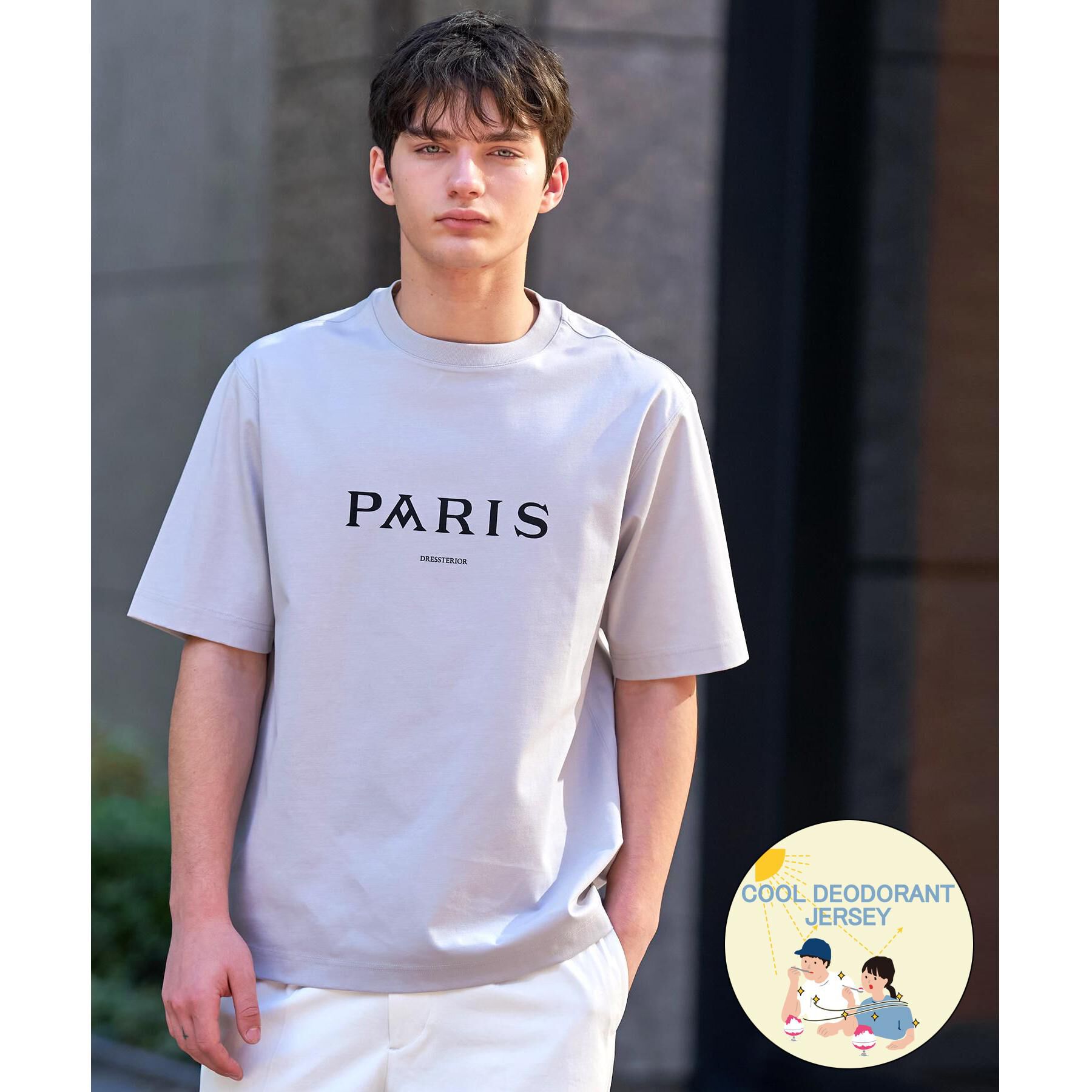 DRESSTERIOR「【接触冷感／UVカット／抗菌防臭／しわ防止】クールデオドラント ロゴTシャツ」|Tシャツ・カットソー|ライトグレー(011