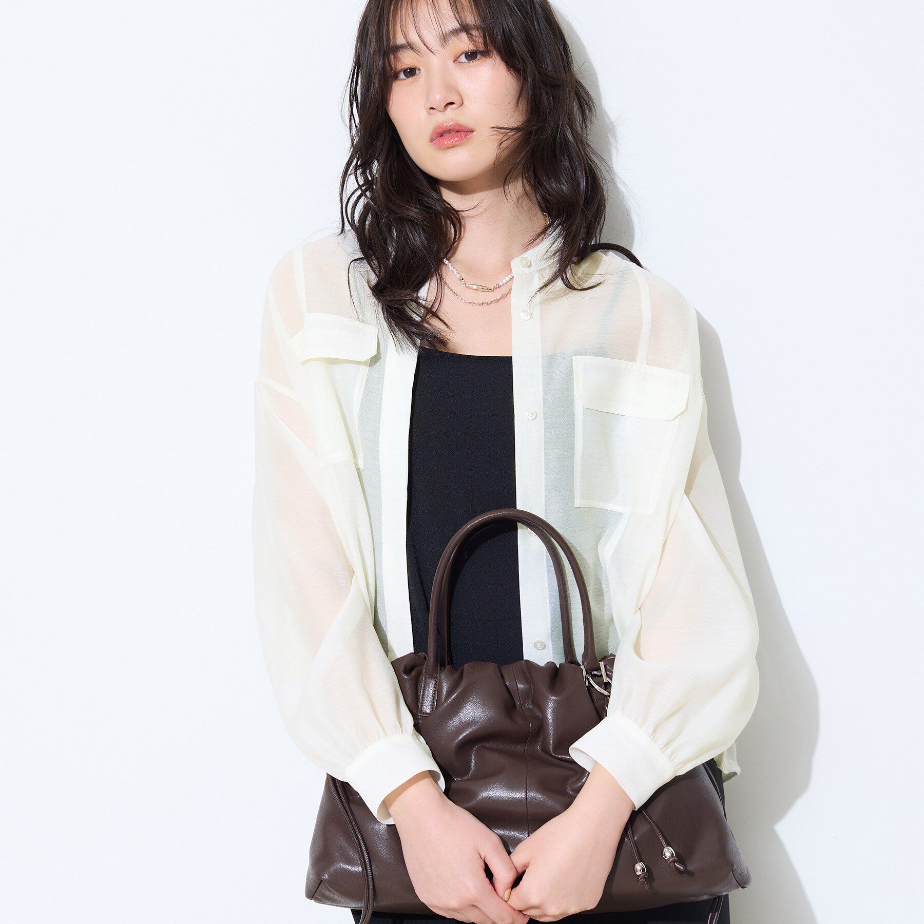 INDIVI「【トレンド／2WAY】裾ドロスト付きシアーブラウスブルゾン」|シャツ・ブラウス|