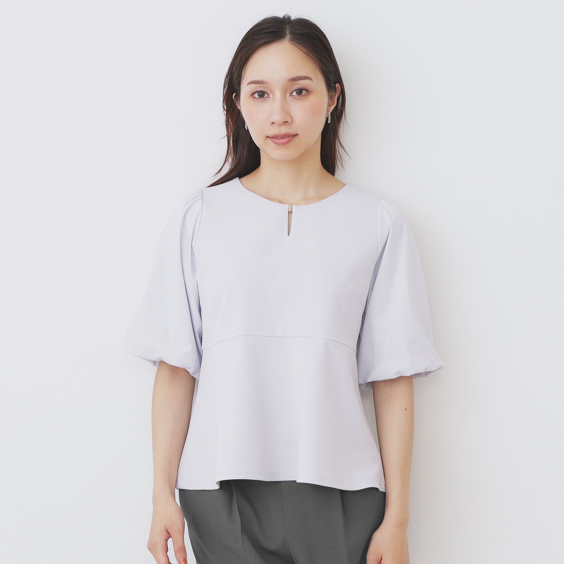 index「《S-LLサイズ》バルーンスリーブペプラムトップス【洗濯機洗い可／接触冷感／UVケア】」|Tシャツ・カットソー|