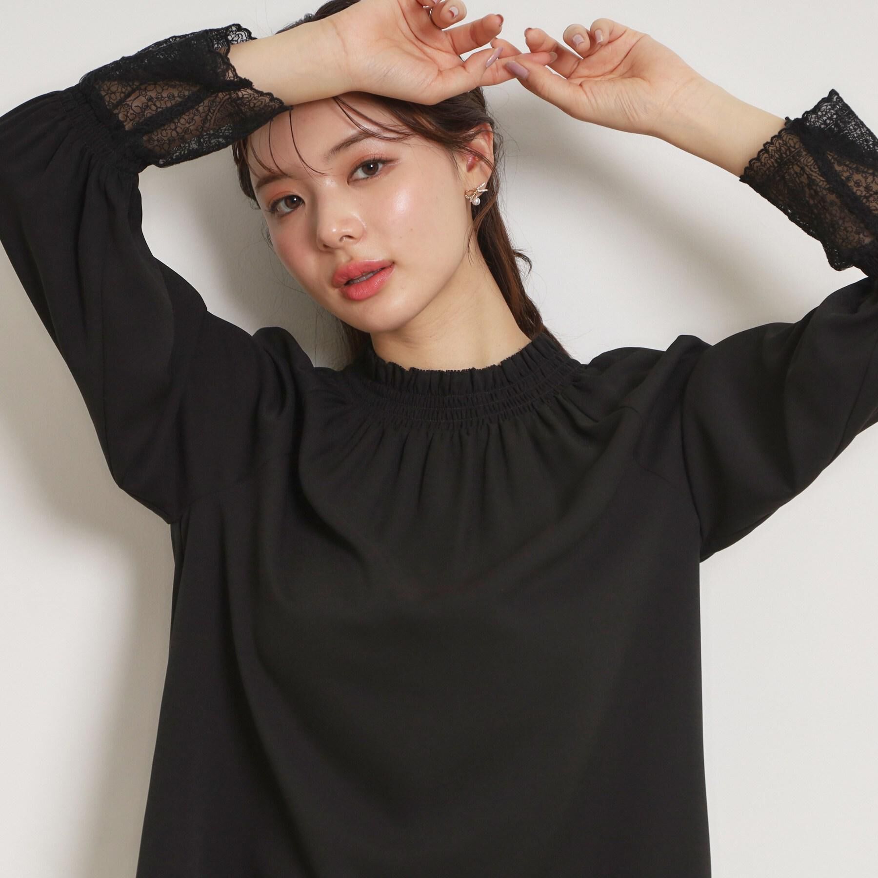 Couture broach「【通勤・着映え】レースカフス ピコシャーリング バックリボンブラウス」|シャツ・ブラウス|
