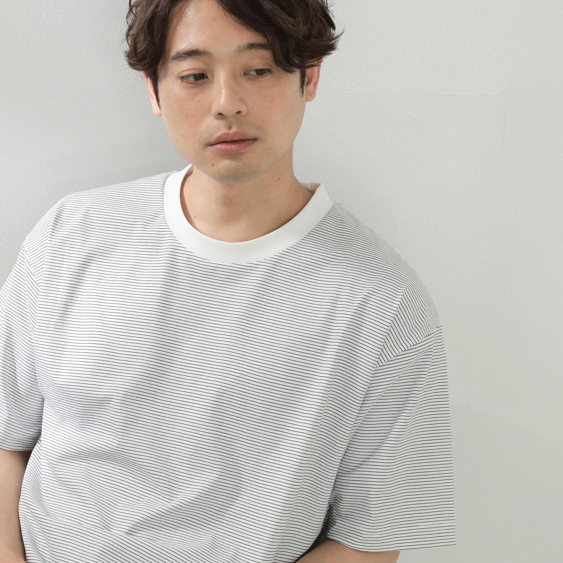 THE SHOP TK「パーフェクテックボーダー 半袖Tシャツ 吸水速乾／洗濯機OK」|Tシャツ・カットソー|