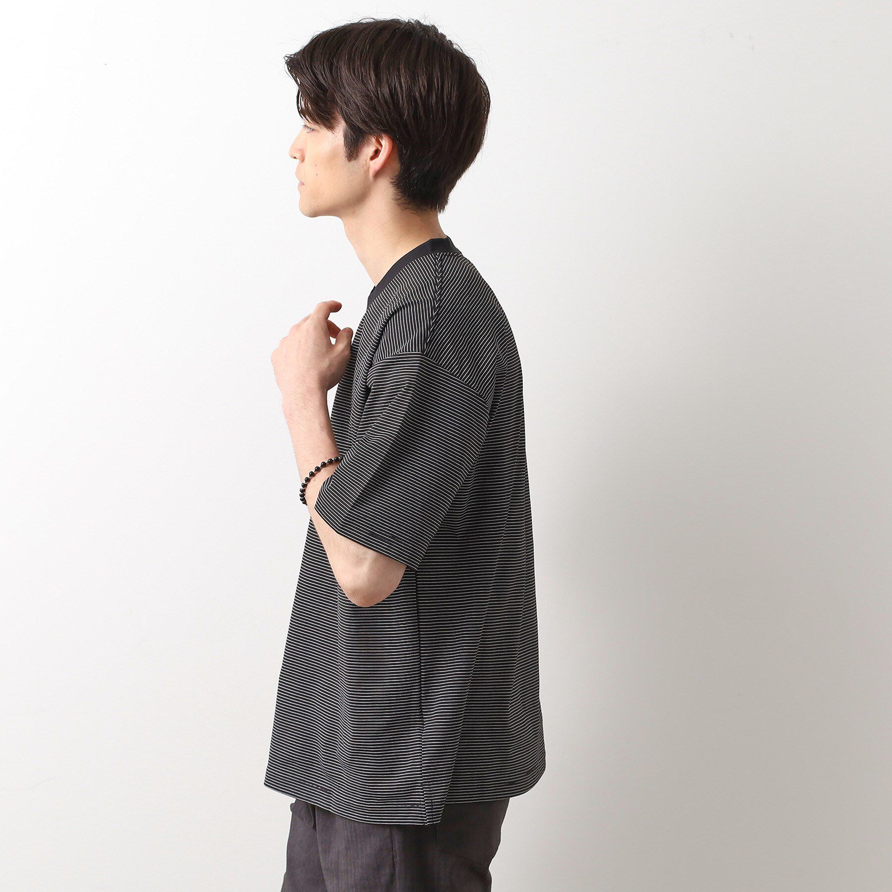 THE SHOP TK「パーフェクテックボーダー 半袖Tシャツ 吸水速乾／洗濯機OK」|Tシャツ・カットソー|
