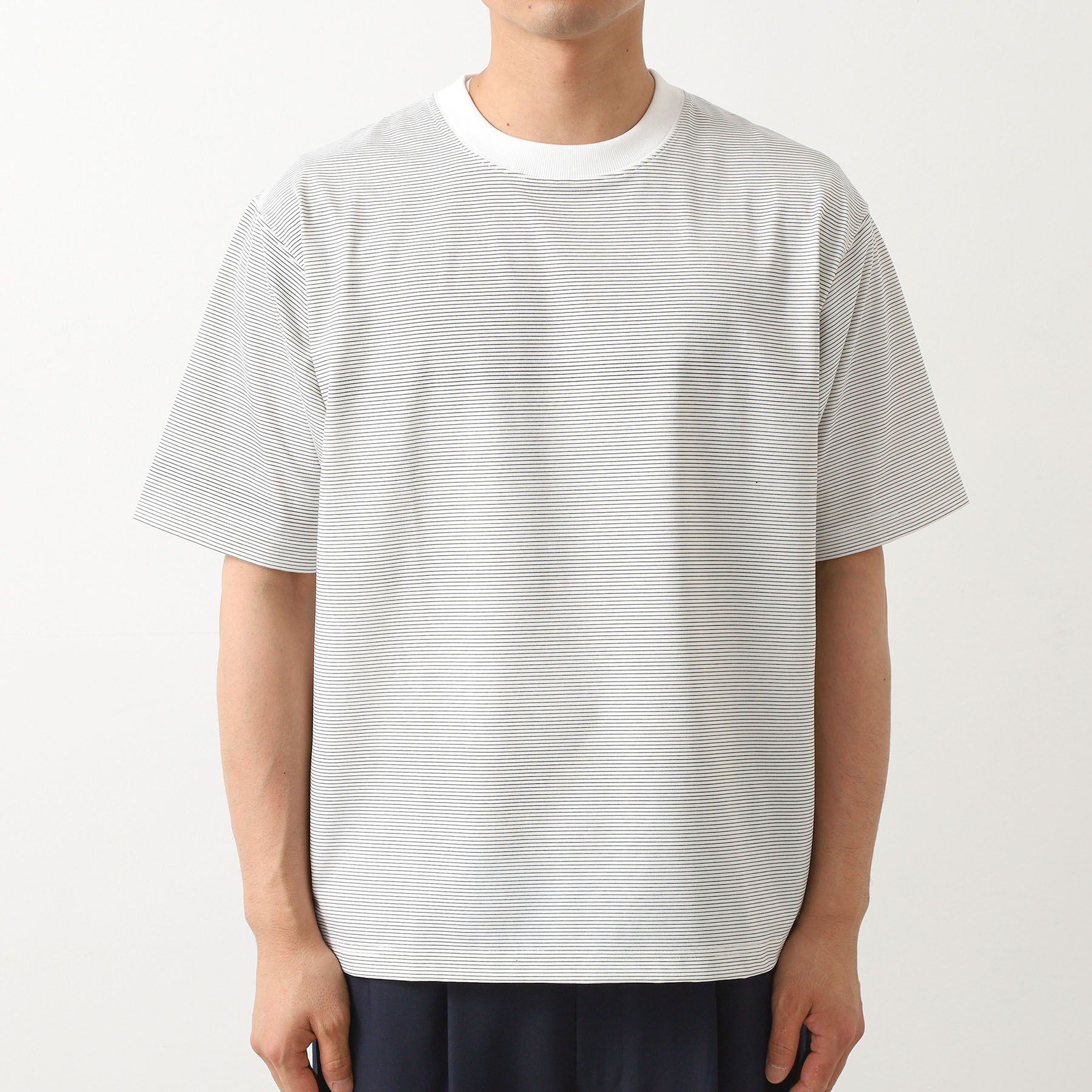 THE SHOP TK「パーフェクテックボーダー 半袖Tシャツ 吸水速乾／洗濯機OK」|Tシャツ・カットソー|