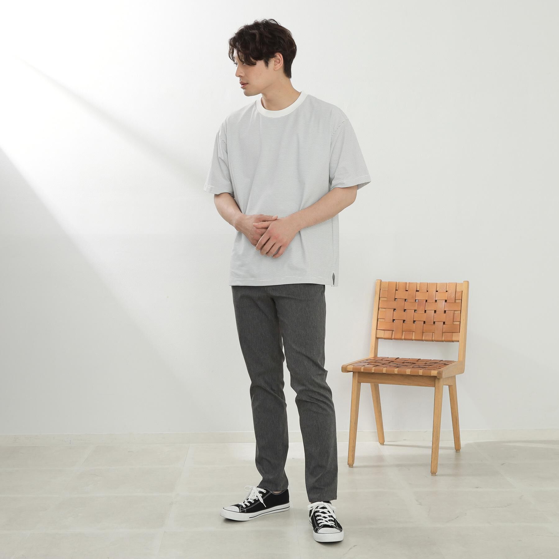 THE SHOP TK「パーフェクテックボーダー 半袖Tシャツ 吸水速乾／洗濯機OK」|Tシャツ・カットソー|