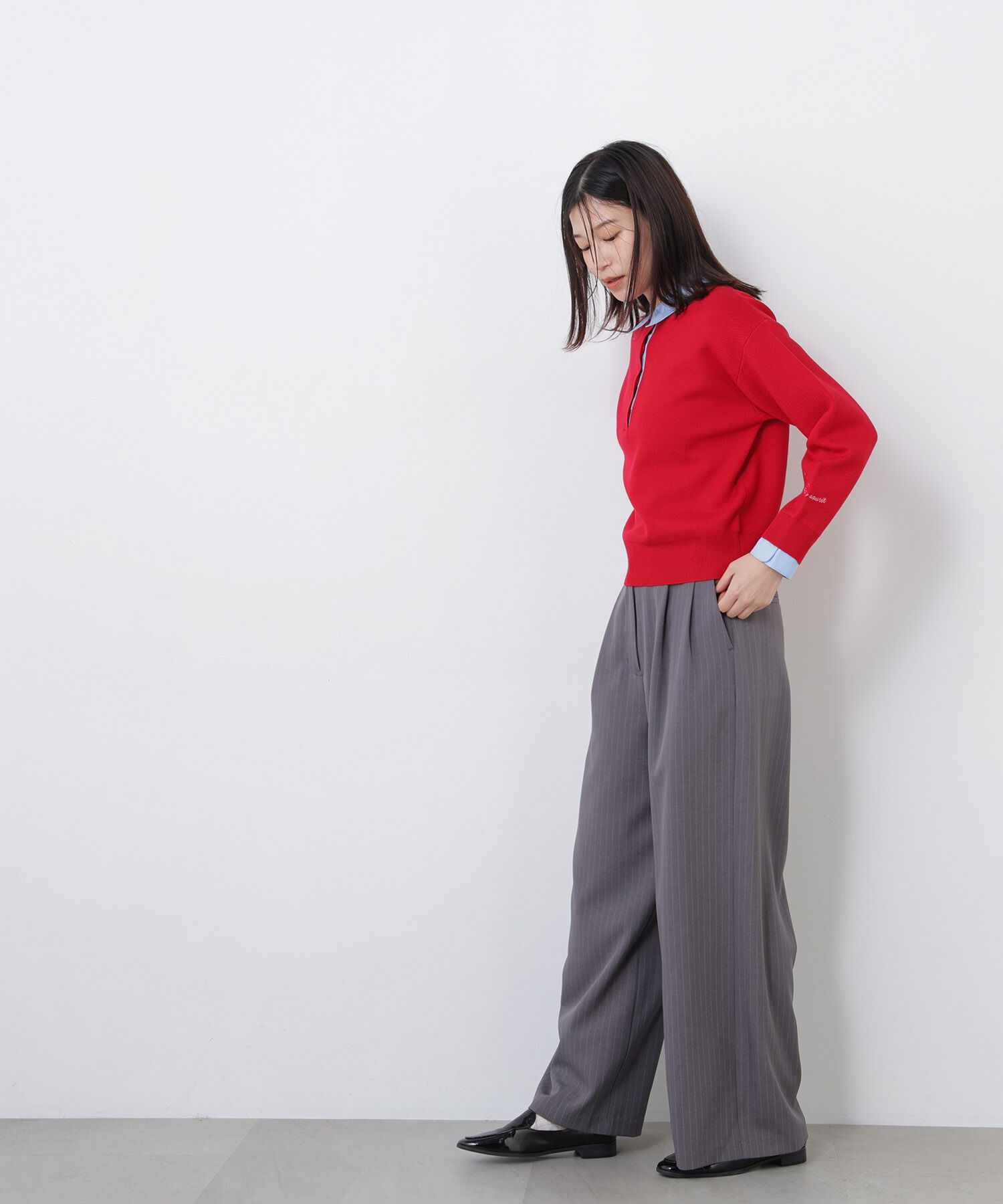  「〈N.〉シャツカラーロゴ刺繍ニット」|ニット・セーター|
