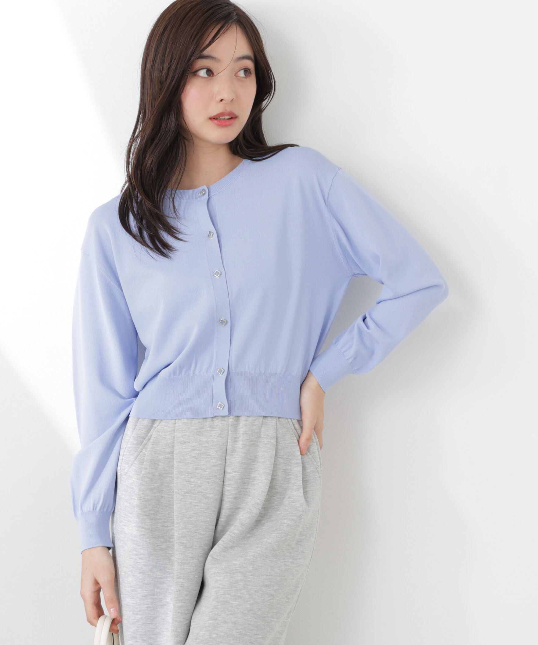 PROPORTION BODY DRESSING「＜ウォッシャブル/UV＞ベーシックカーディガン　26SS」|カーディガン|ブルー