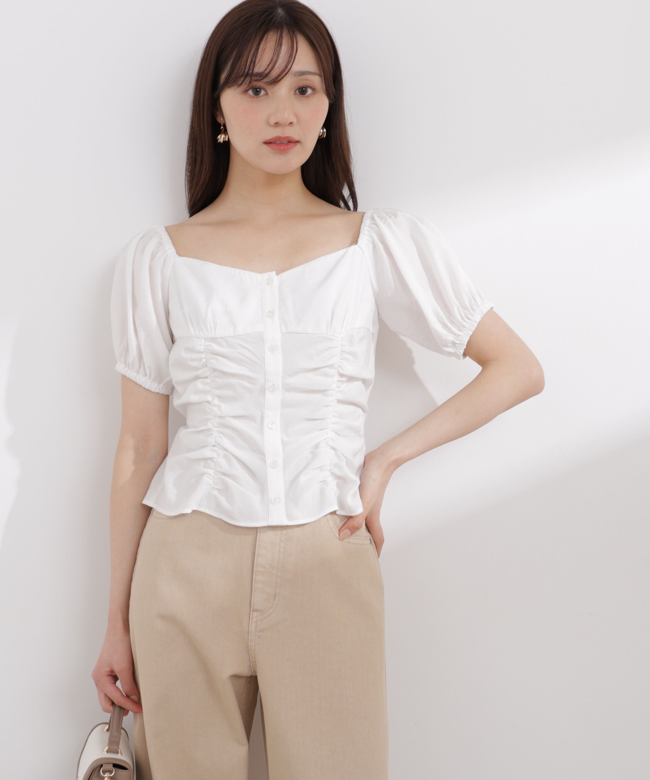 PROPORTION BODY DRESSING「〈a/mie〉パフスリーブドロストブラウス 26SS」|シャツ・ブラウス|