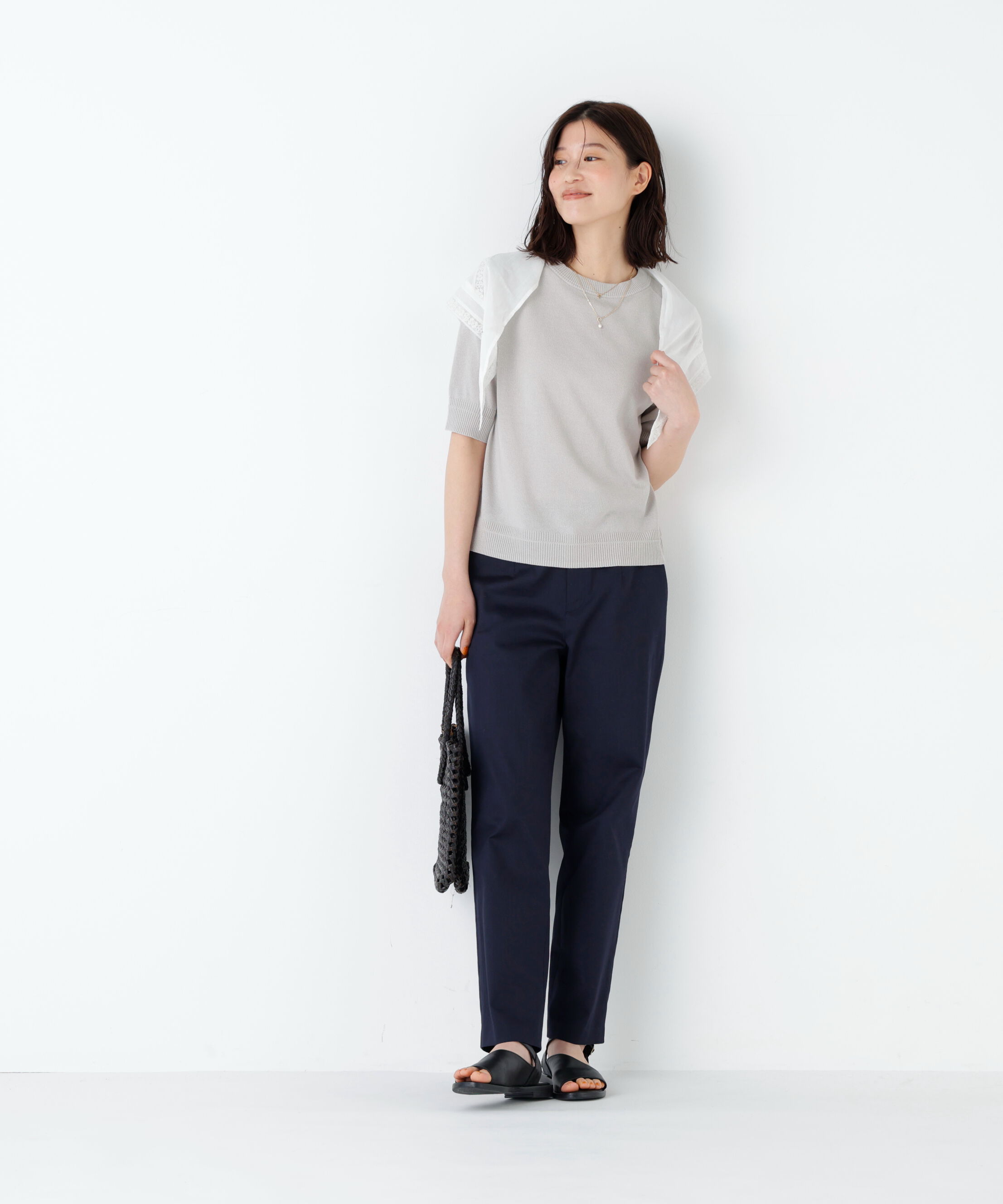  「《名品 / ストレッチ素材》ピケストレッチ細身ストレートパンツ」|その他|