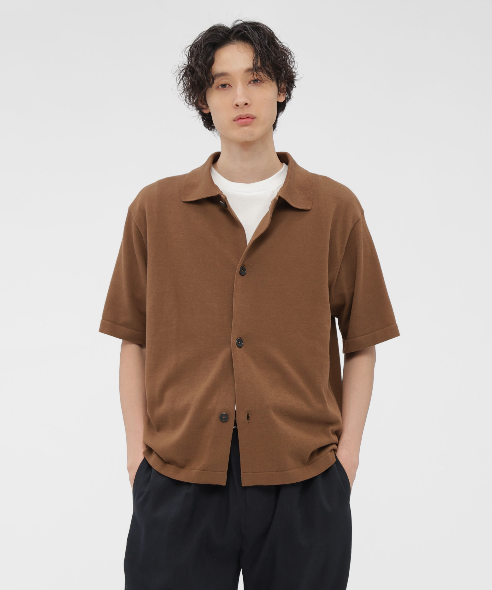 MARGARET HOWELL「COTTON SILK KNITWEAR」|ニット・セーター|BROWN