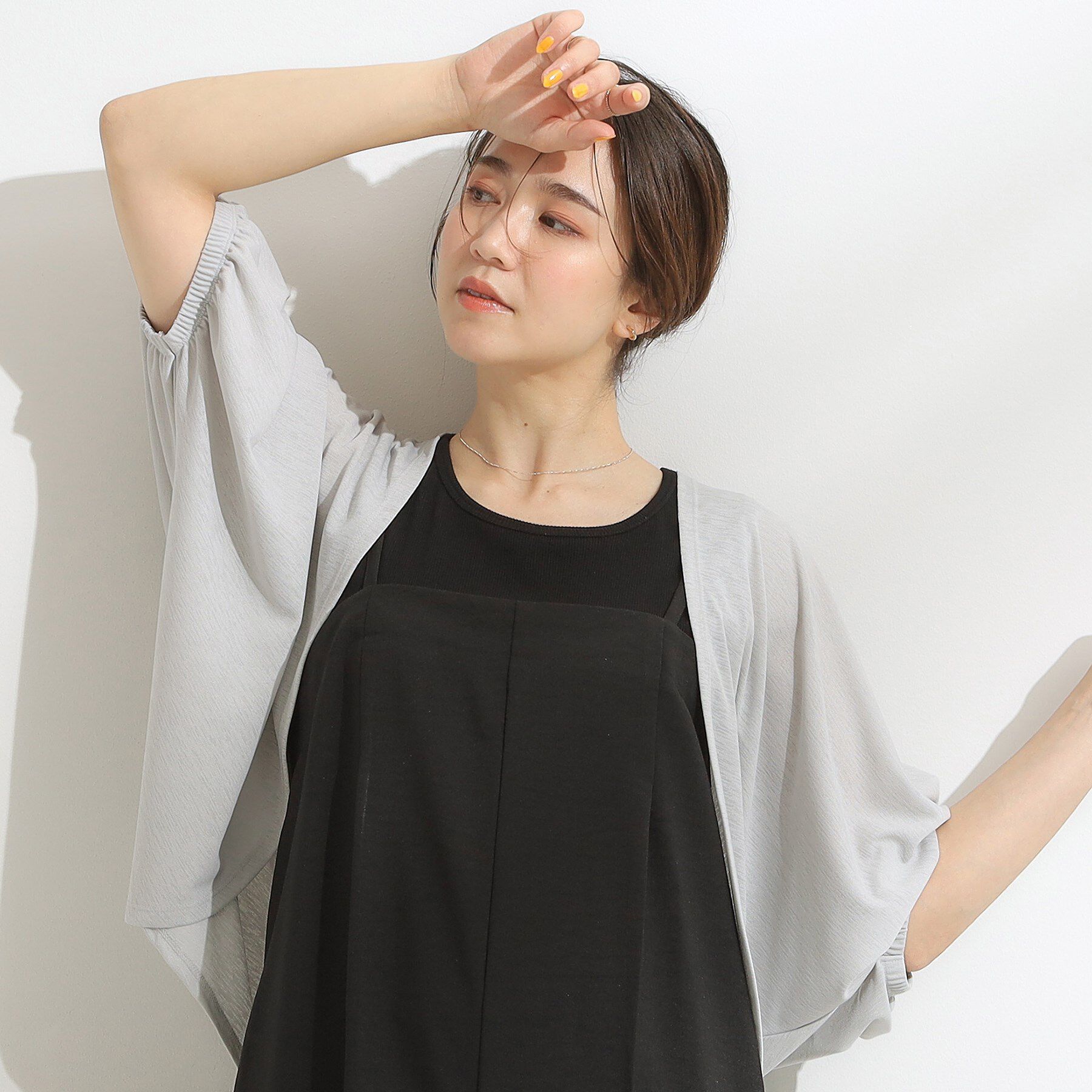 SHOO･LA･RUE「【UV/さらさらタッチ】女性らしさ漂う 5分袖ボレロカーディガン」|カーディガン|ライトグレー(011