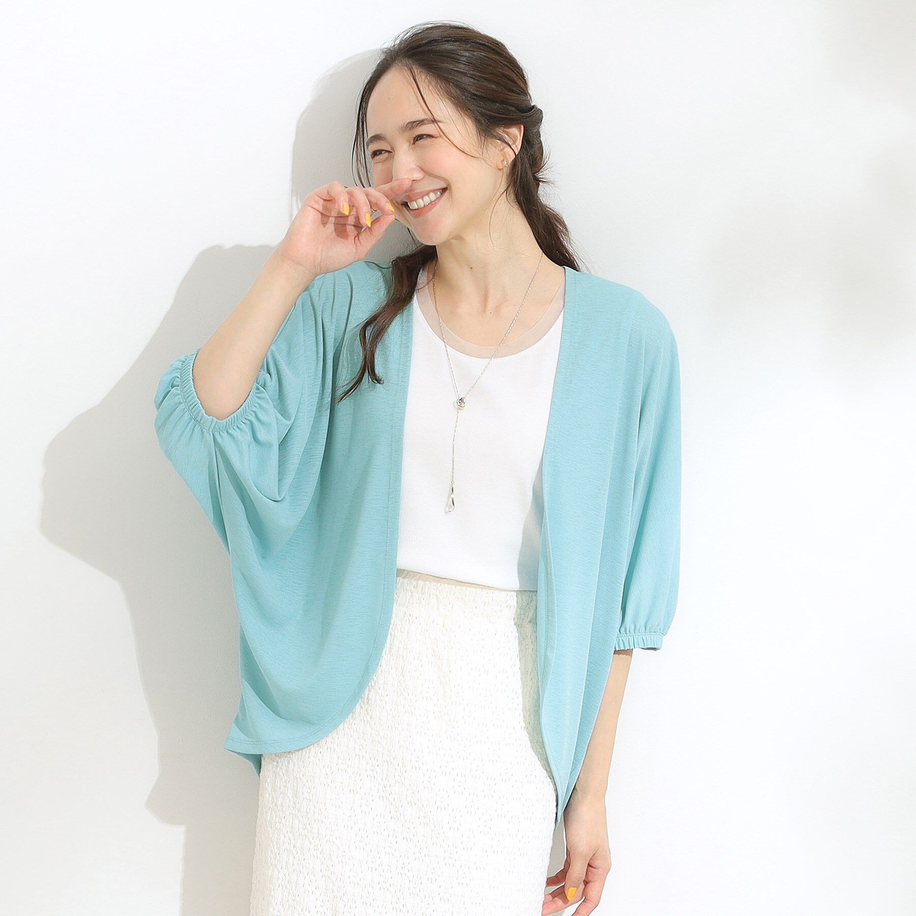 SHOO･LA･RUE「【UV/さらさらタッチ】女性らしさ漂う 5分袖ボレロカーディガン」|カーディガン|