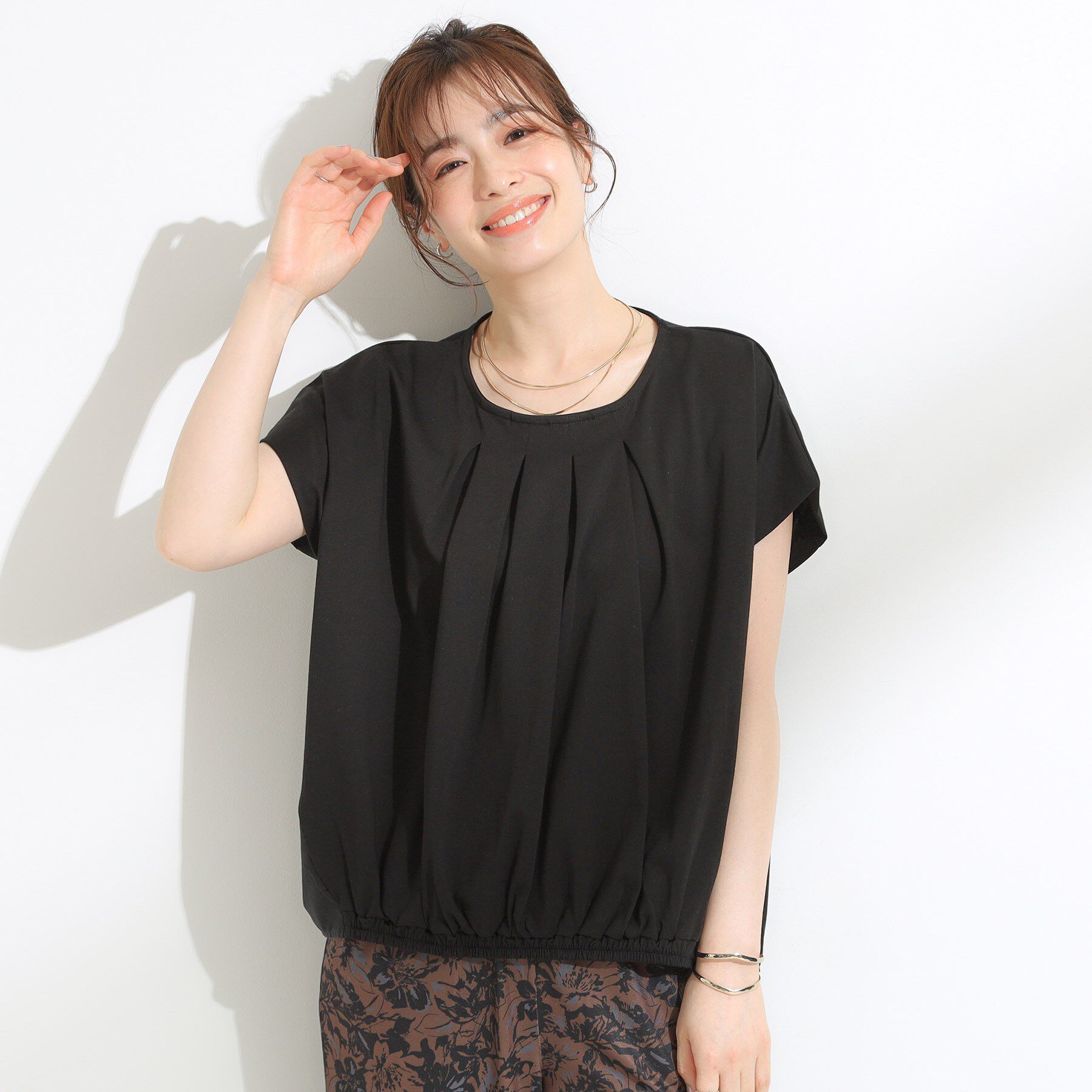 SHOO･LA･RUE「【S-LL】インせず着られる 異素材使い デザイントップス」|Tシャツ・カットソー|
