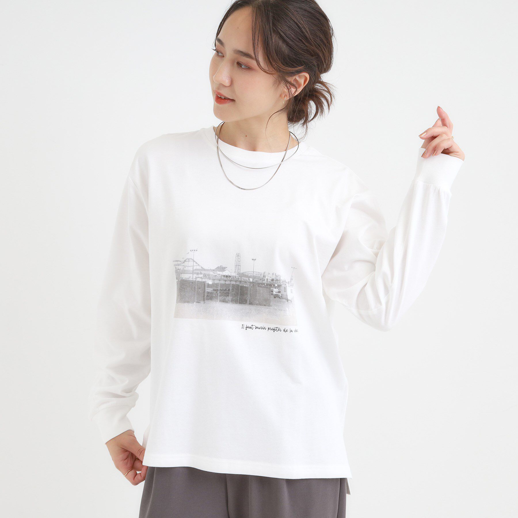 SHOO･LA･RUE「グラフィックアソート ベーシックロンT」|Tシャツ・カットソー|ホワイト(201)