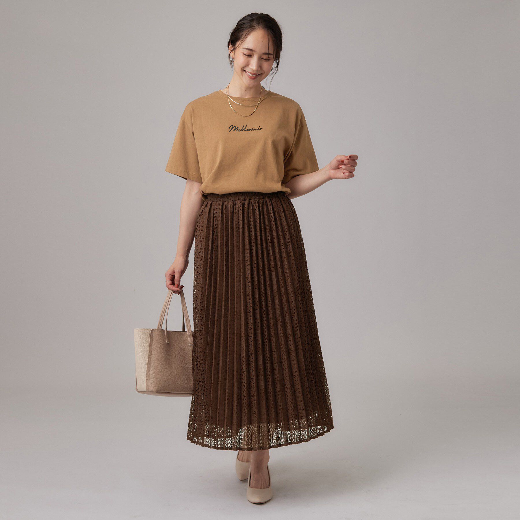 SHOO･LA･RUE「【S－LL】軽やかにゆれる 上品レースプリーツスカート」|スカート|