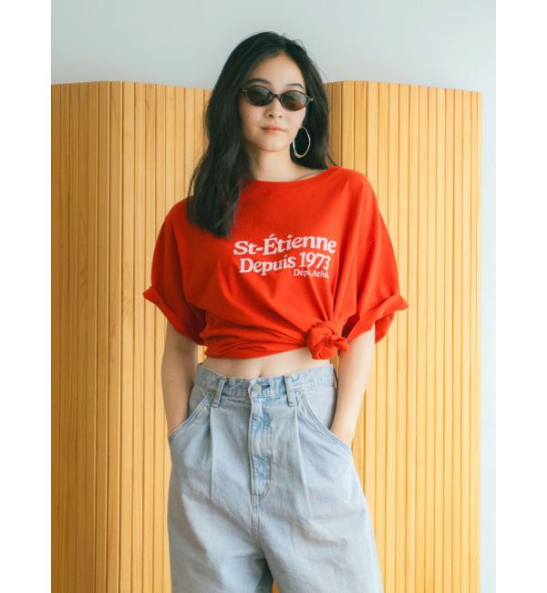 Ungrid「ミニスラブビッグシルエットロゴTee」|Tシャツ・カットソー|レッド