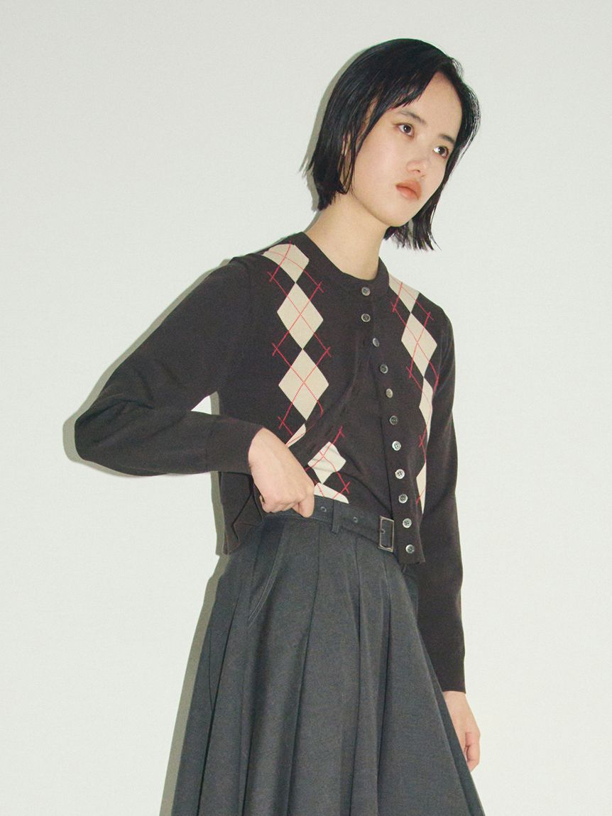 Mila Owen「シェル釦デザインクロップドニットカーディガン」|カーディガン|