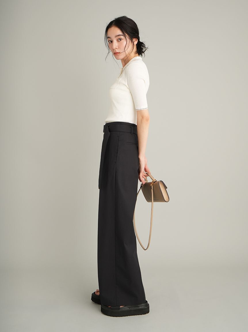 Mila Owen「【MILA PANTS】【UVカット】マルチファンクションセミワイドタックパンツ」|チノ|