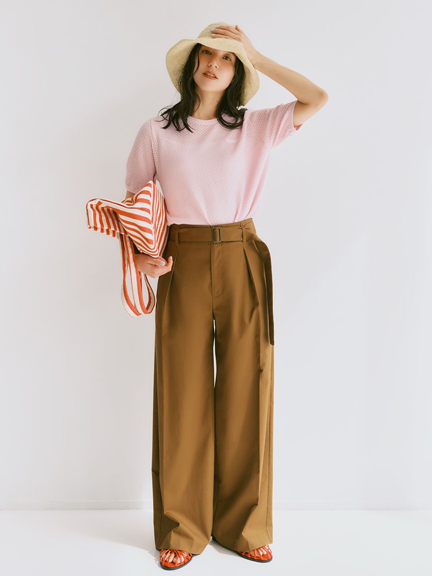 Mila Owen「【MILA PANTS】【UVカット】マルチファンクションセミワイドタックパンツ」|チノ|