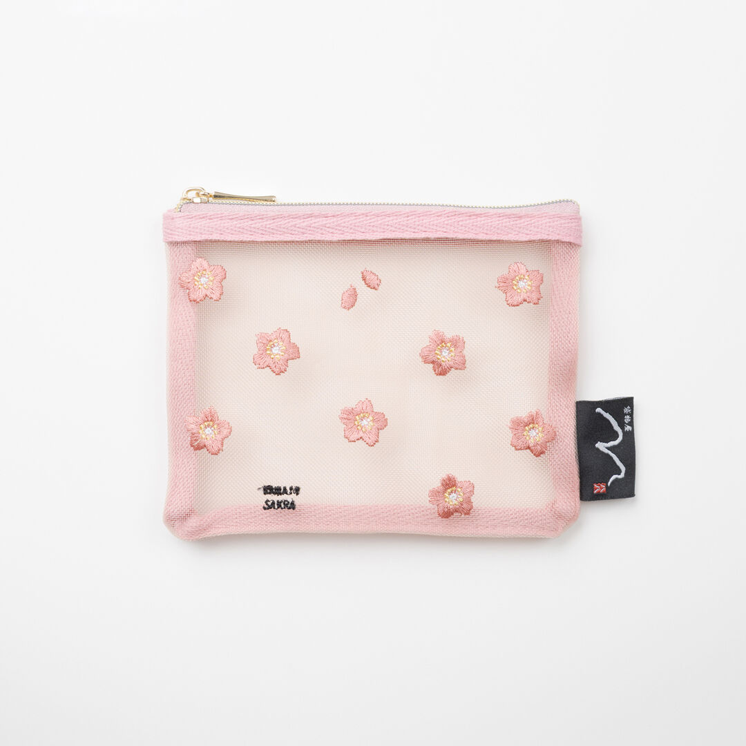  「八八 リサイクルメッシュミニフラットポーチ」|ポーチ|桜