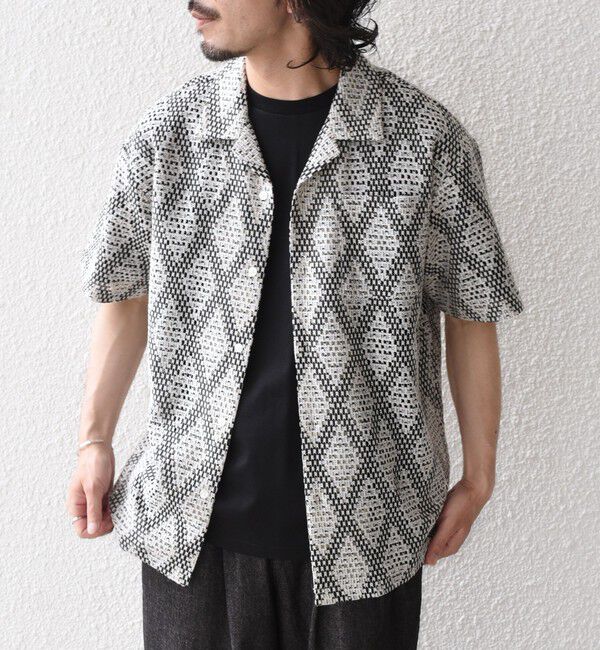 SHIPS Colors 「【WEB限定】SHIPS Colors:レース ジャカード オープンカラー シャツ◇」|シャツ・ブラウス|