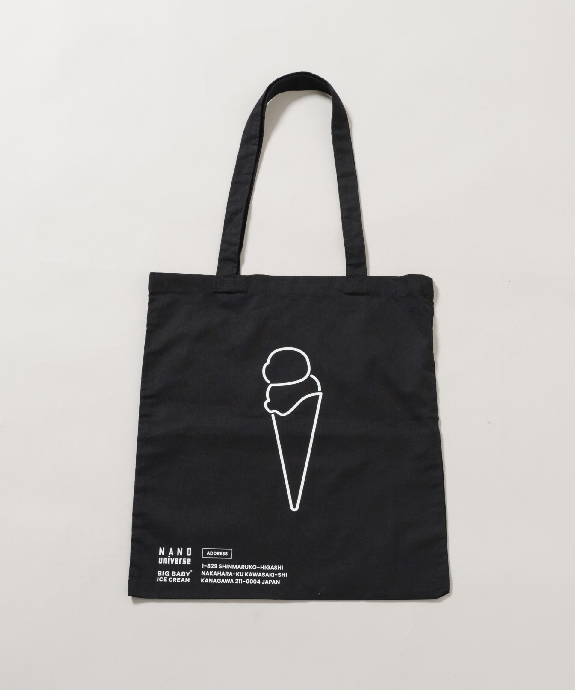 NANO universe「BIG BABY ICE CREAM&times;NANO universe スーベニアトートバッグ」|ショルダー・メッセンジャー|ブラック