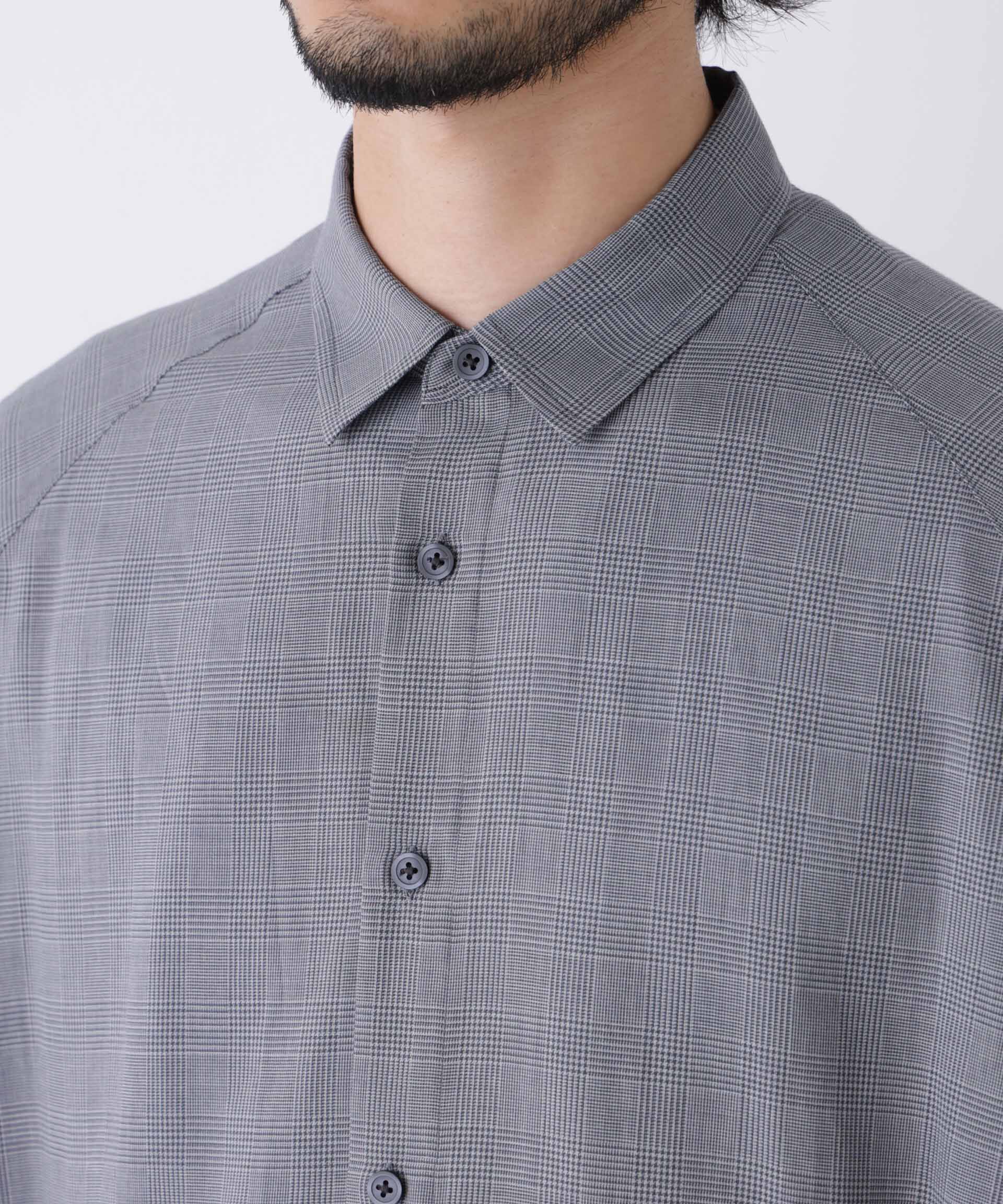 「「OtoNANO」2WAYコーチシャツ コットンウールボイル/チェック」|シャツ・ブラウス|