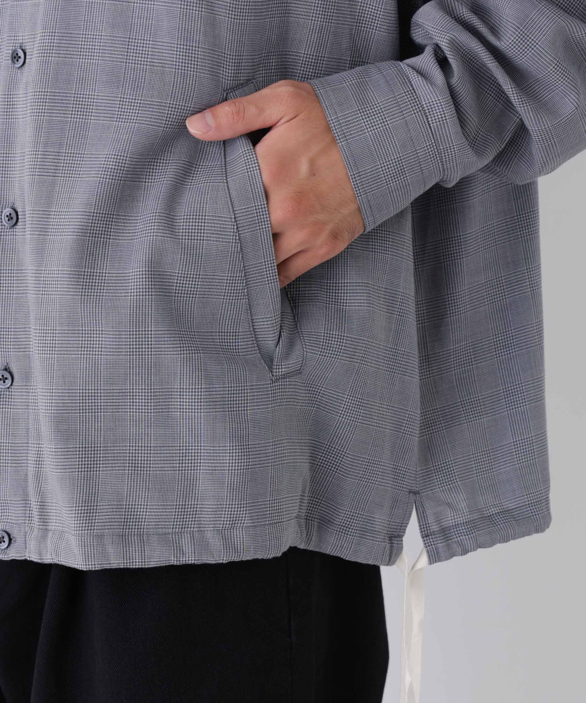  「「OtoNANO」2WAYコーチシャツ コットンウールボイル/チェック」|シャツ・ブラウス|