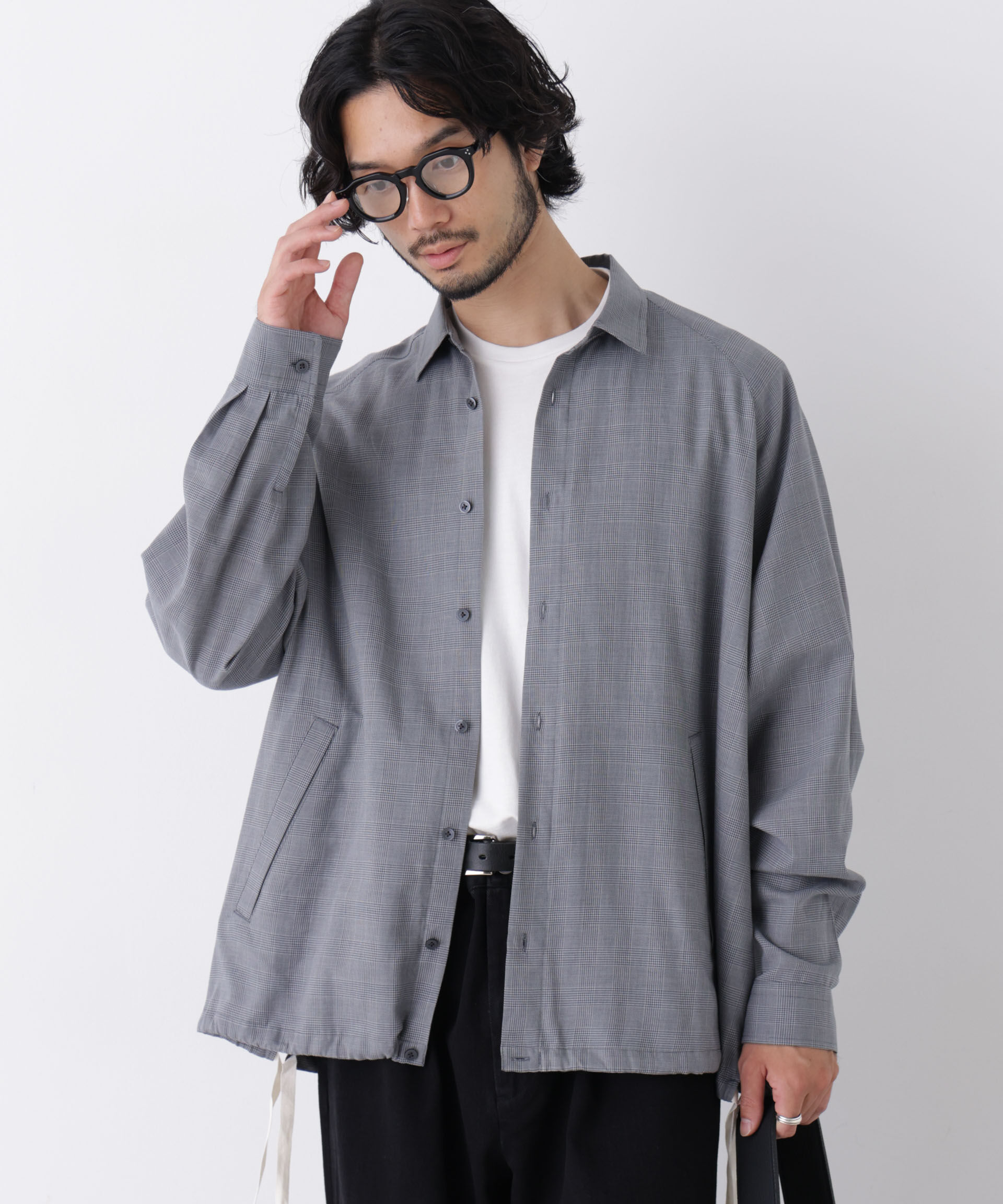  「「OtoNANO」2WAYコーチシャツ コットンウールボイル/チェック」|シャツ・ブラウス|