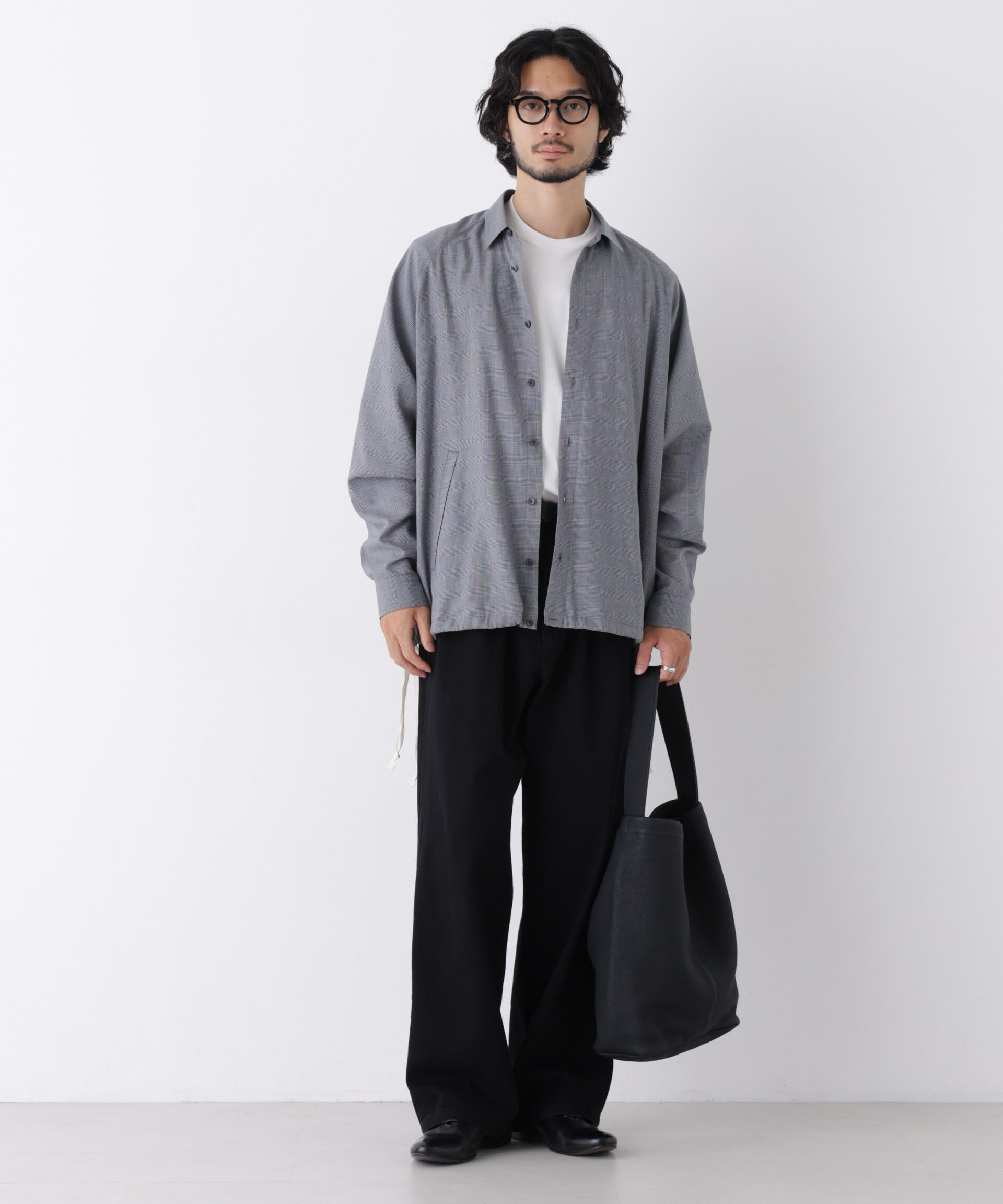  「「OtoNANO」2WAYコーチシャツ コットンウールボイル/チェック」|シャツ・ブラウス|