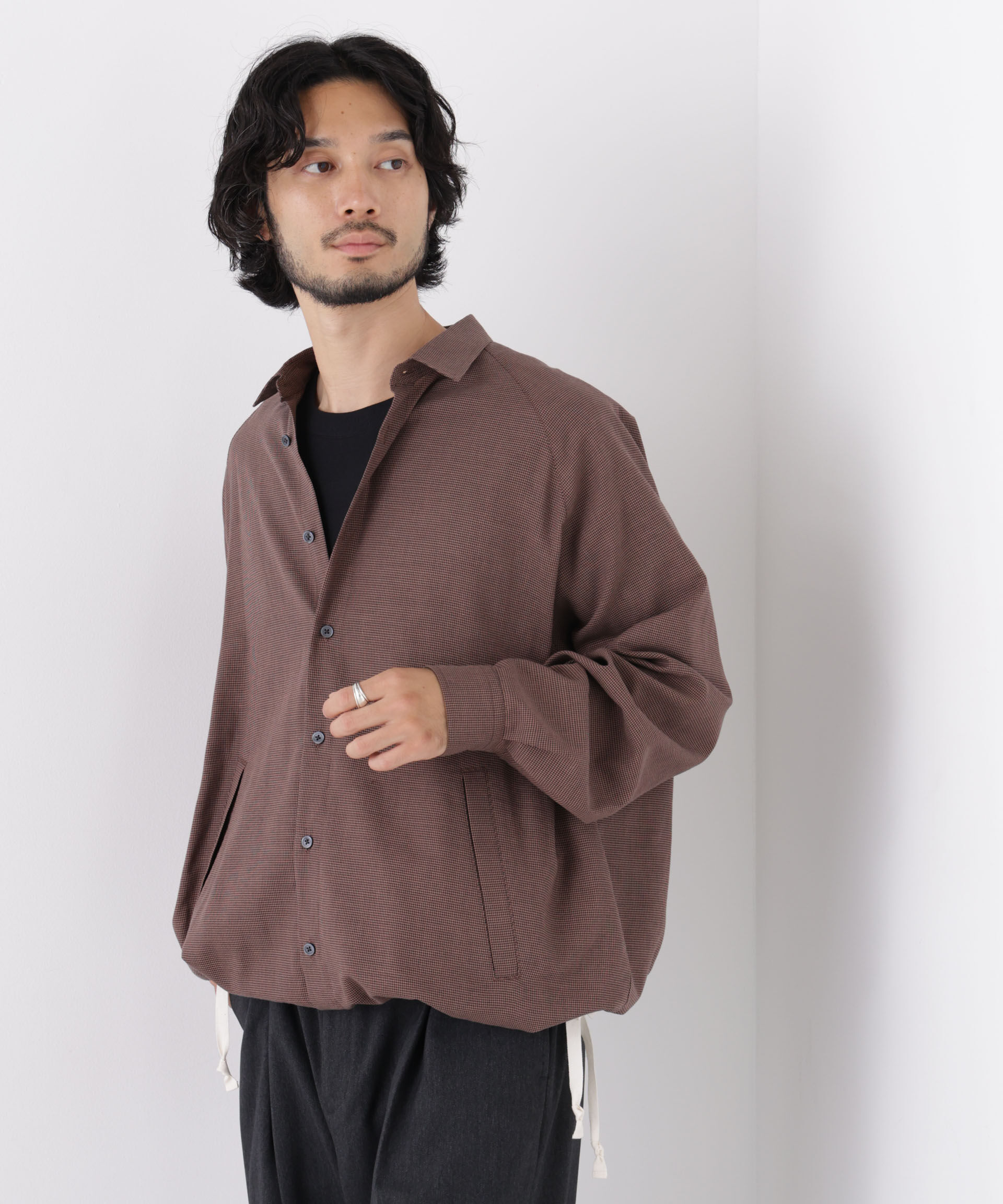  「「OtoNANO」2WAYコーチシャツ コットンウールボイル/チェック」|シャツ・ブラウス|