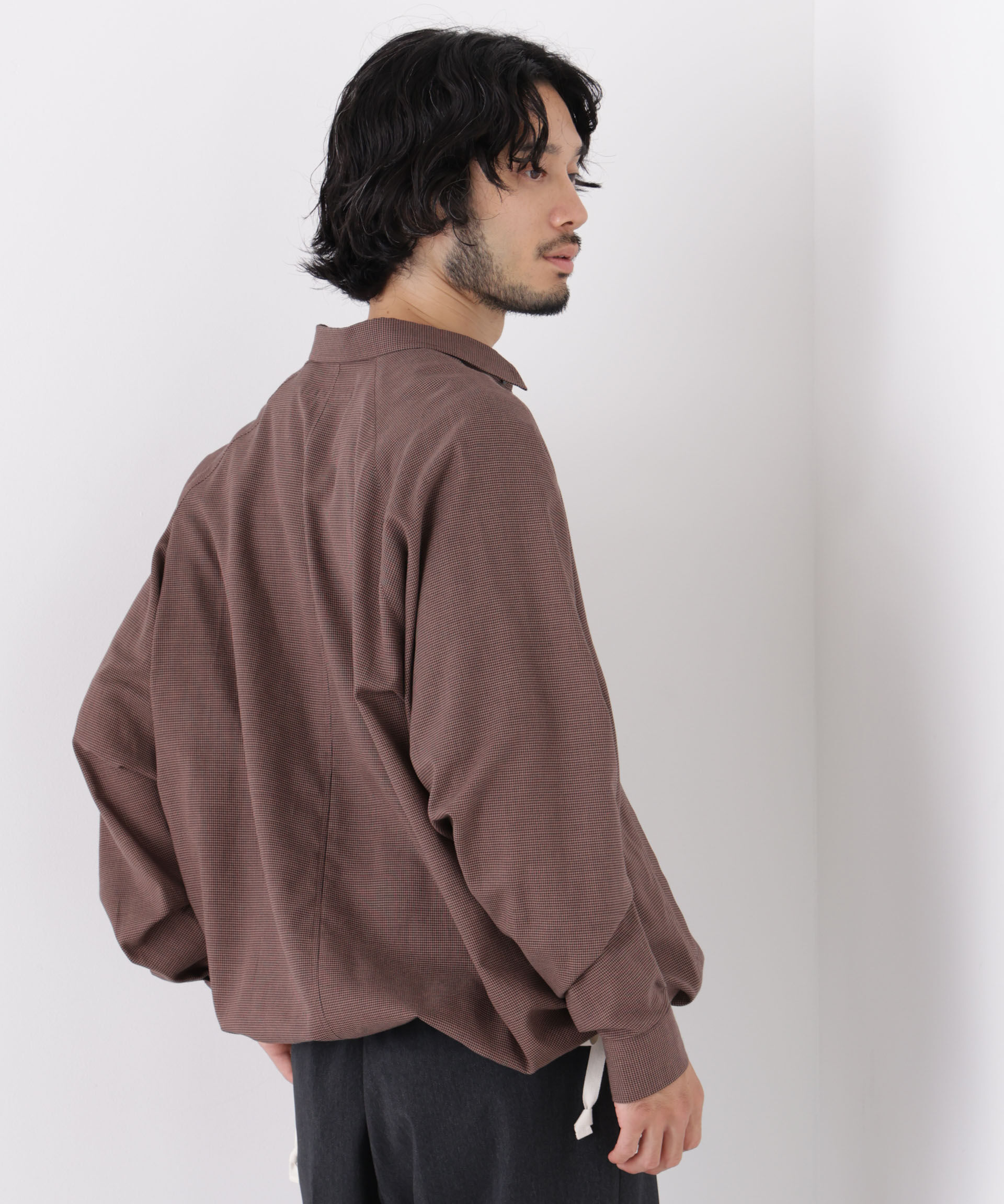  「「OtoNANO」2WAYコーチシャツ コットンウールボイル/チェック」|シャツ・ブラウス|
