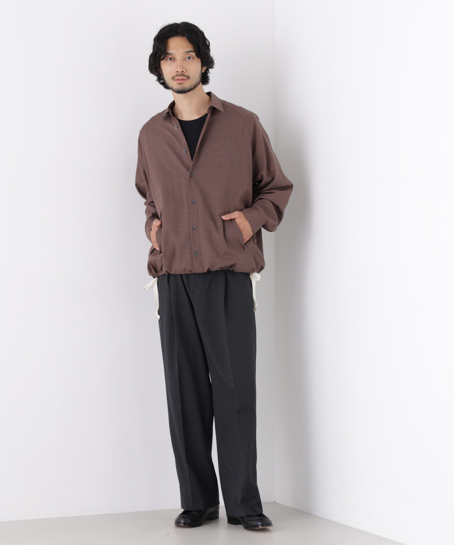  「「OtoNANO」2WAYコーチシャツ コットンウールボイル/チェック」|シャツ・ブラウス|