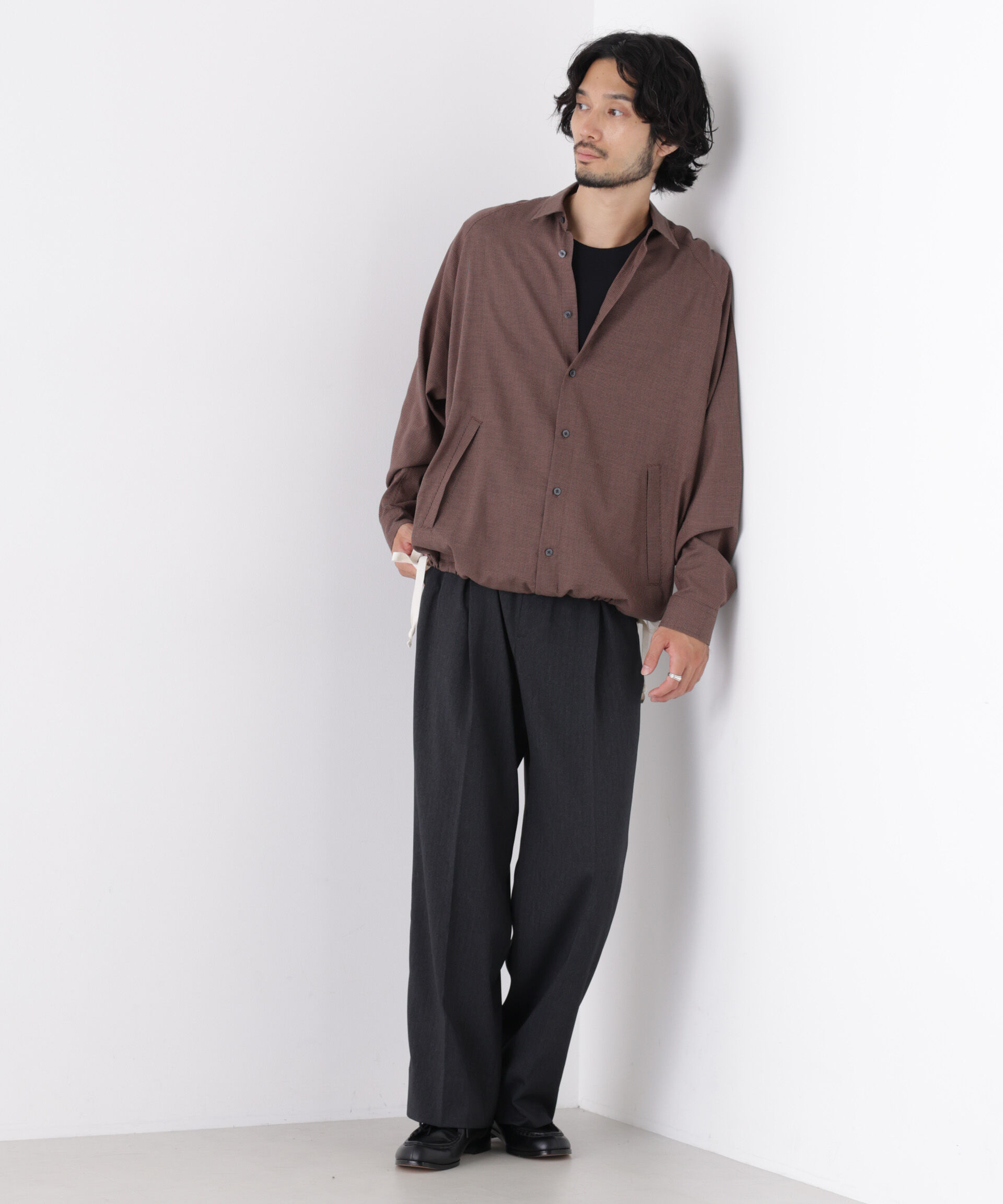  「「OtoNANO」2WAYコーチシャツ コットンウールボイル/チェック」|シャツ・ブラウス|