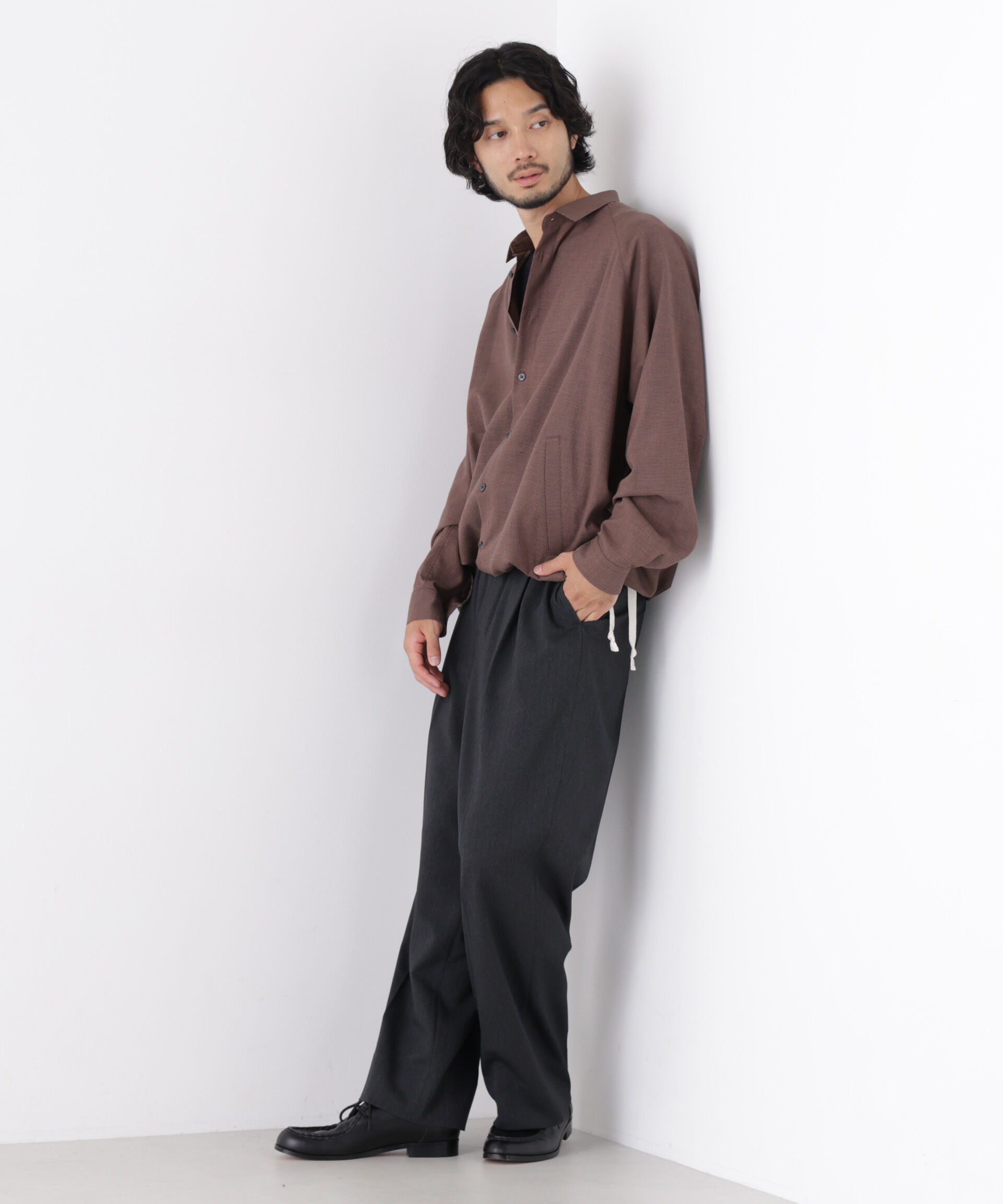  「「OtoNANO」2WAYコーチシャツ コットンウールボイル/チェック」|シャツ・ブラウス|