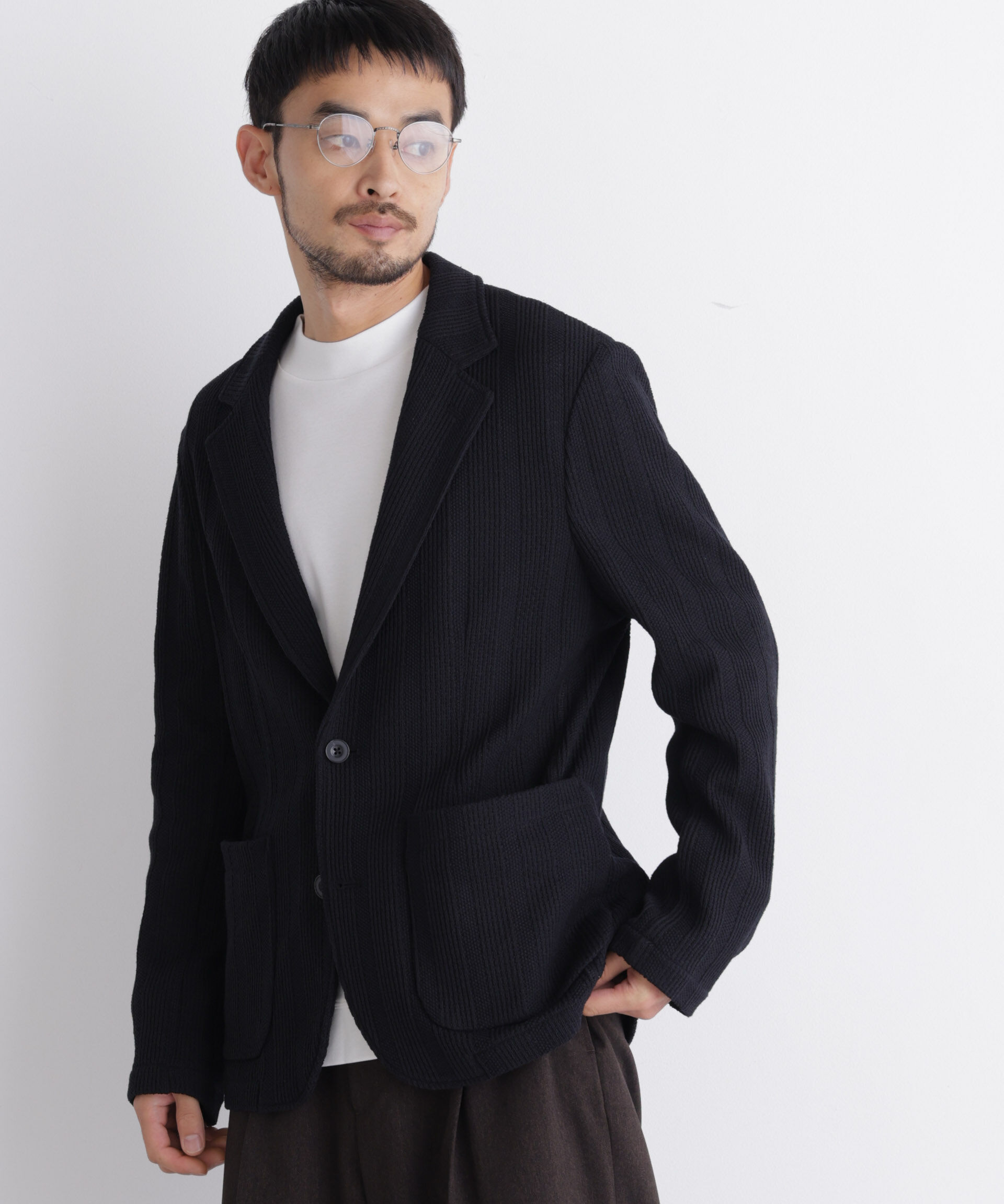 NANO universe「｢DamerinoJacket｣TEXBRID(R) リンクスストライプジャージージャケット」|テーラードジャケット|