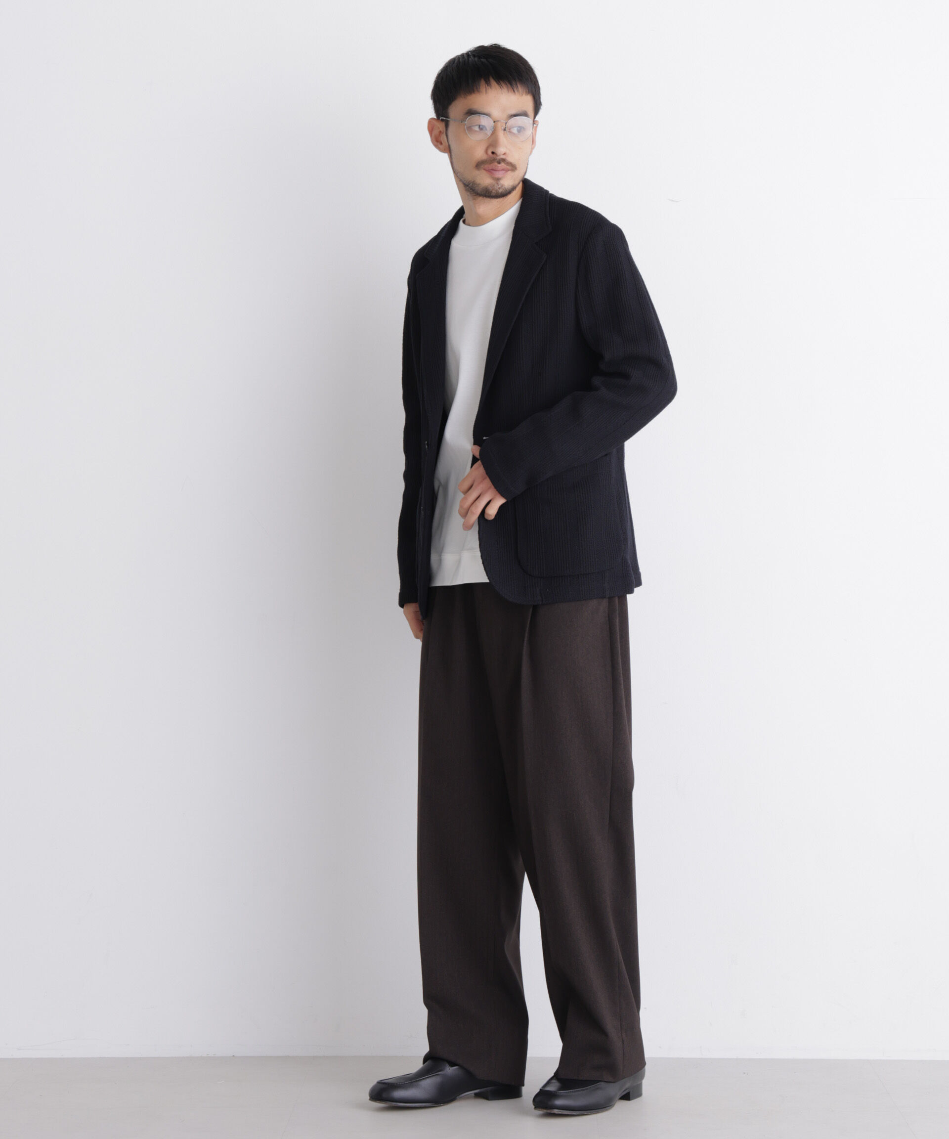 NANO universe「｢DamerinoJacket｣TEXBRID(R) リンクスストライプジャージージャケット」|テーラードジャケット|