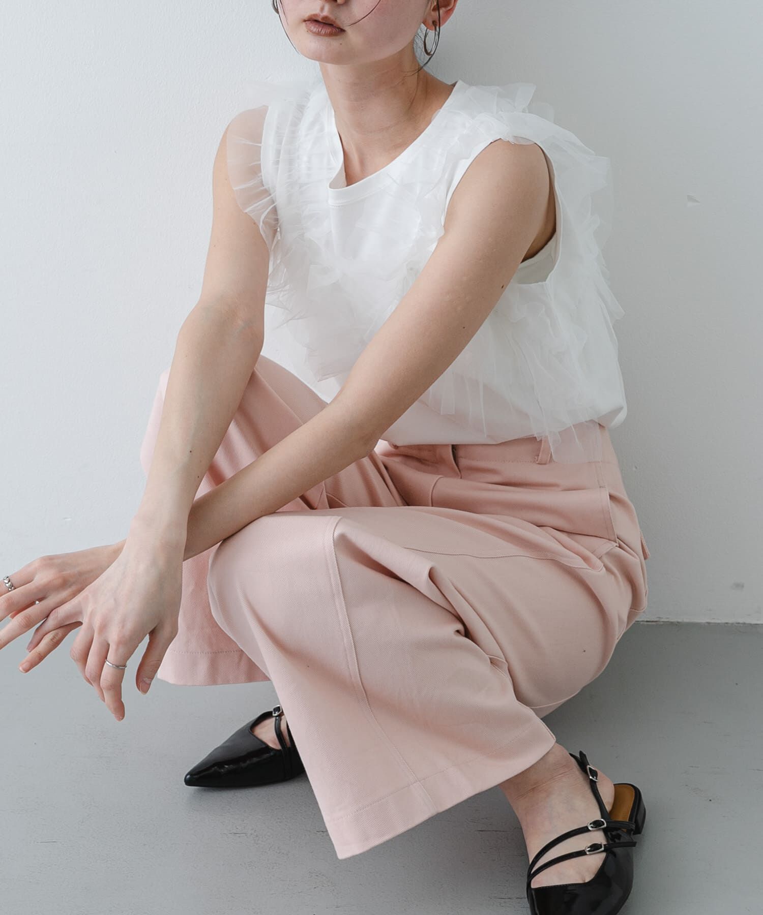 SENSE OF PLACE by URBAN RESEARCH「フリルデザインカットトップ」|Tシャツ・カットソー|オフホワイト