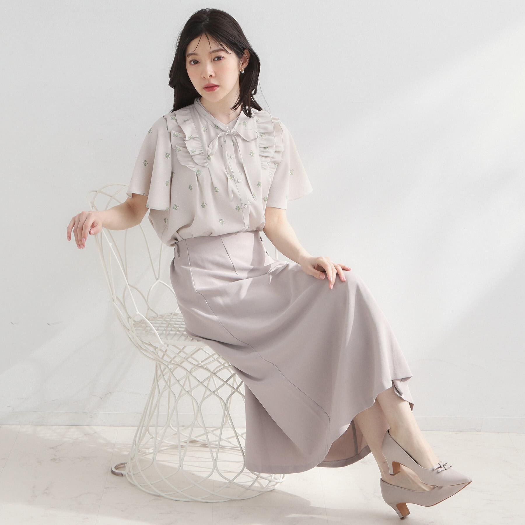 Couture broach「【洗える】ドットフラワー ブラウス」|シャツ・ブラウス|