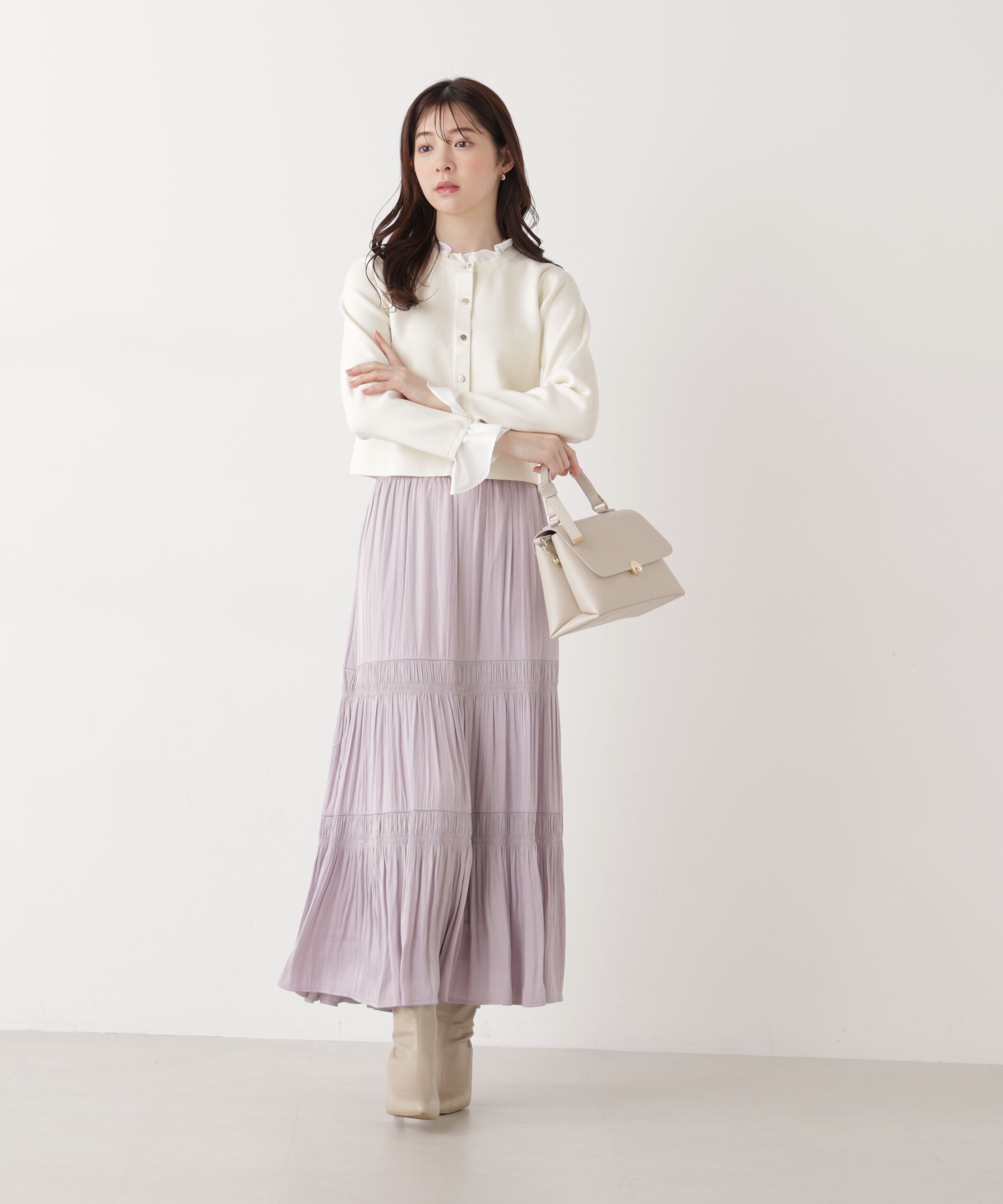 PROPORTION BODY DRESSING「フリルショートカーディガン　26SS」|カーディガン|