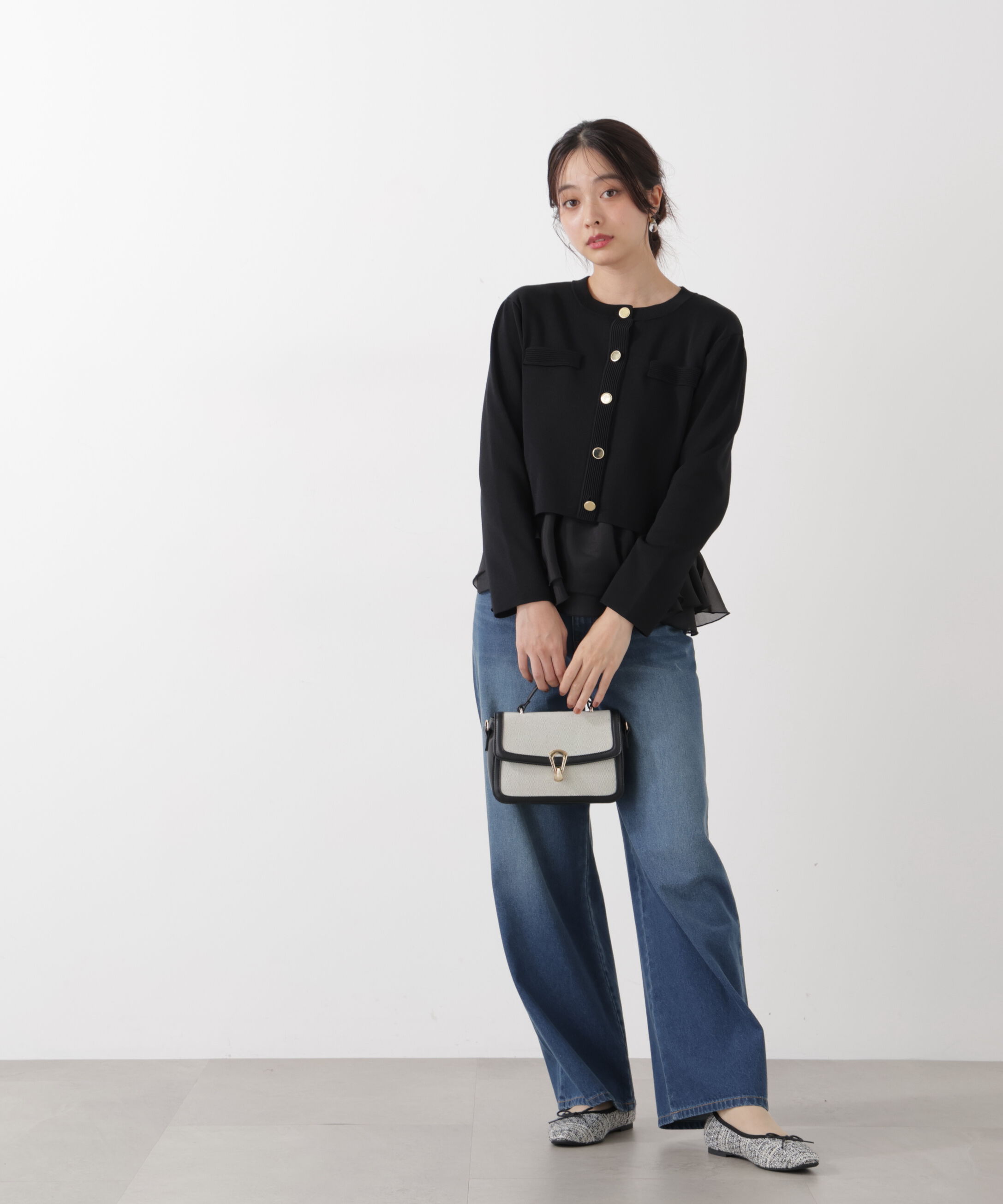 PROPORTION BODY DRESSING「〈a/mie〉シアーペプラムリブニット　26SS」|カーディガン|