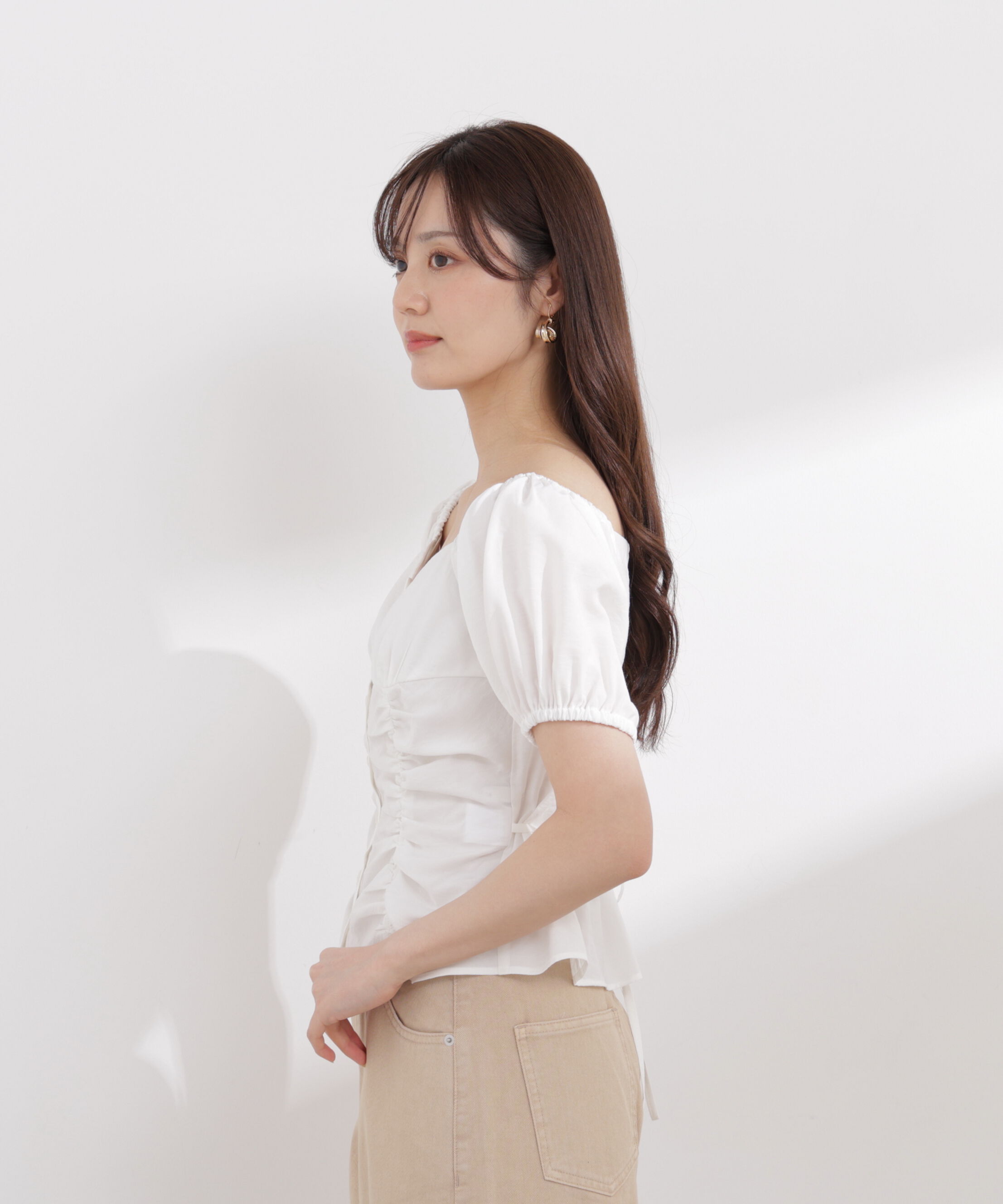 PROPORTION BODY DRESSING「〈a/mie〉パフスリーブドロストブラウス 26SS」|シャツ・ブラウス|