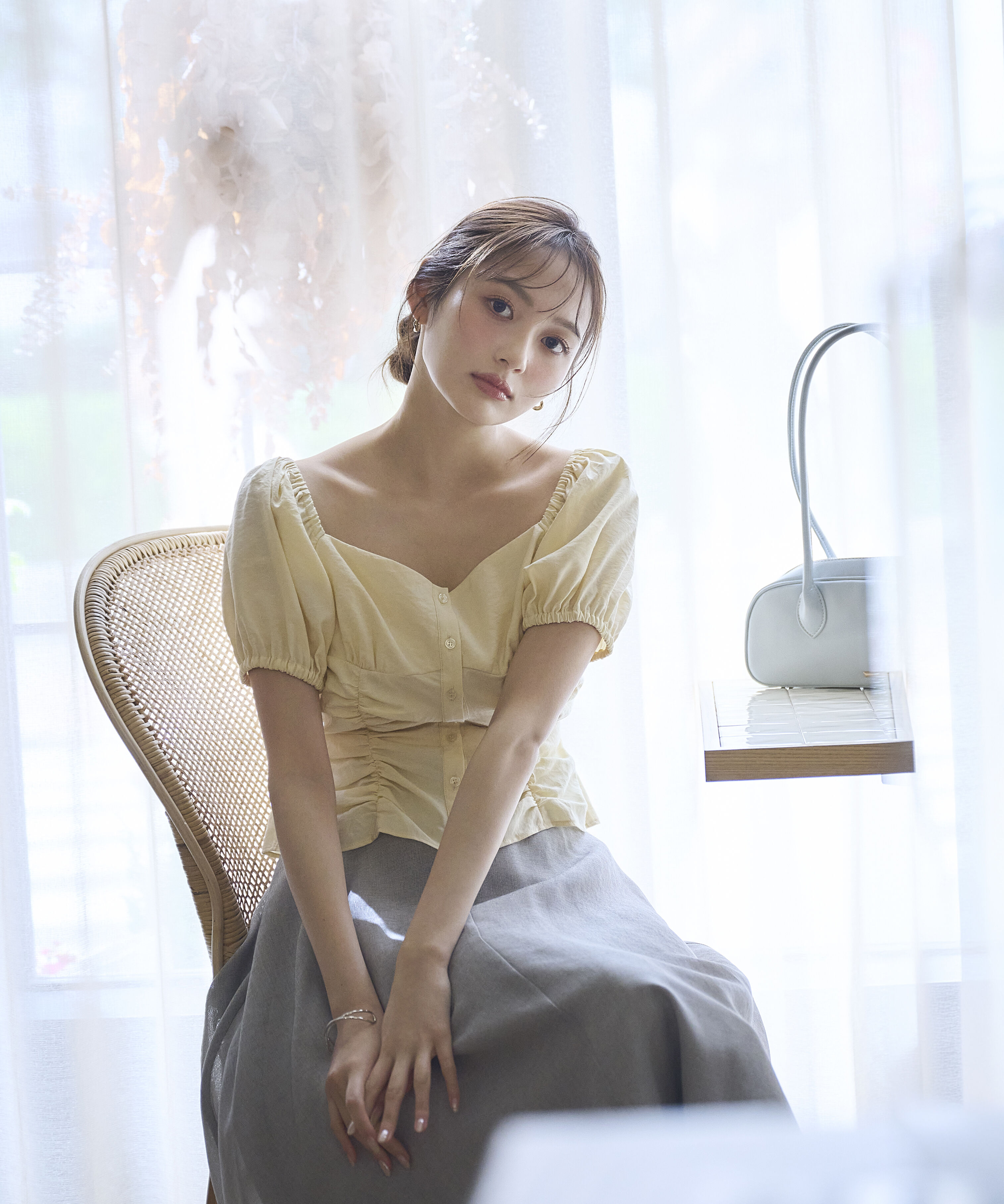 PROPORTION BODY DRESSING「〈a/mie〉パフスリーブドロストブラウス 26SS」|シャツ・ブラウス|イエロー