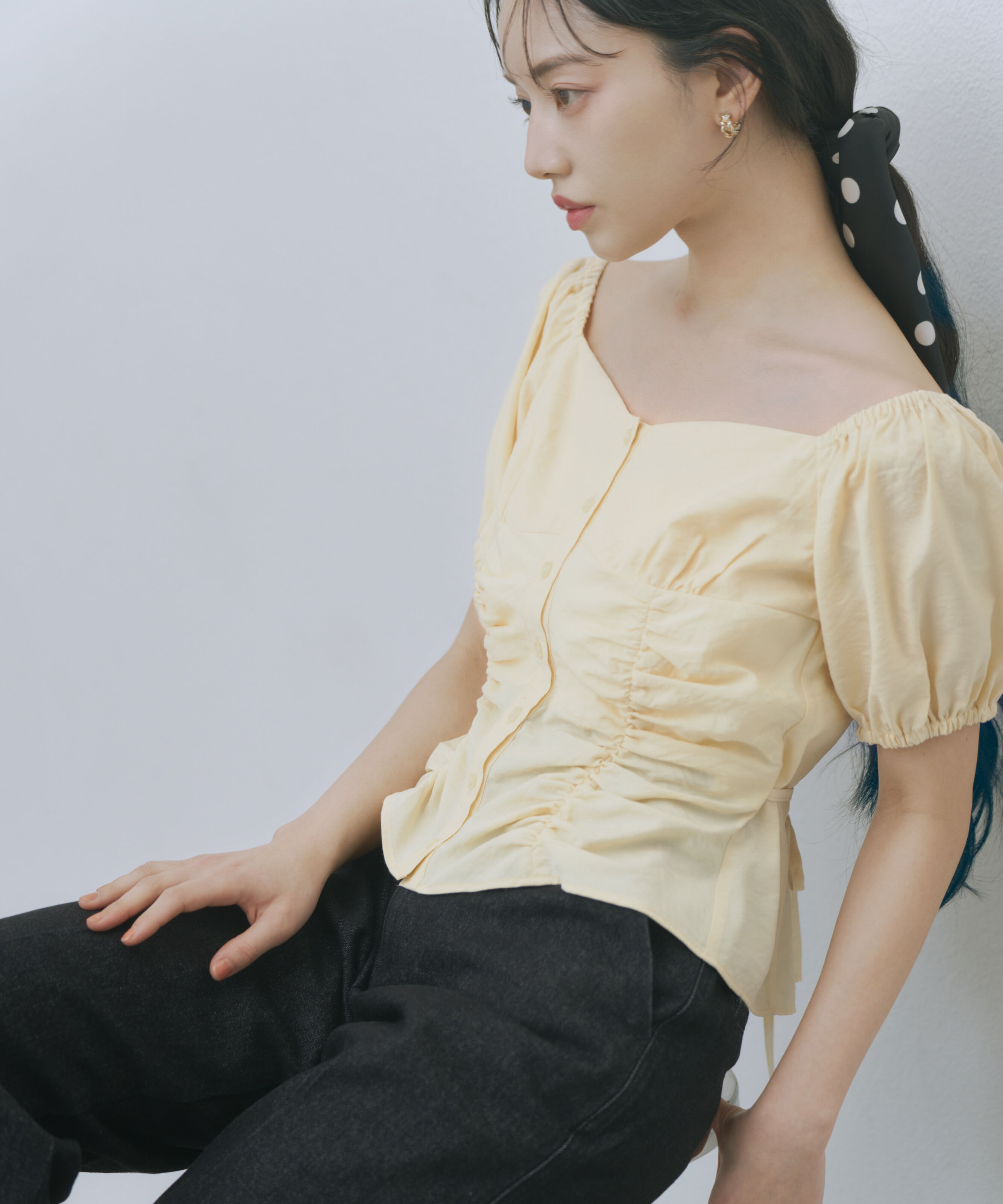 PROPORTION BODY DRESSING「〈a/mie〉パフスリーブドロストブラウス 26SS」|シャツ・ブラウス|