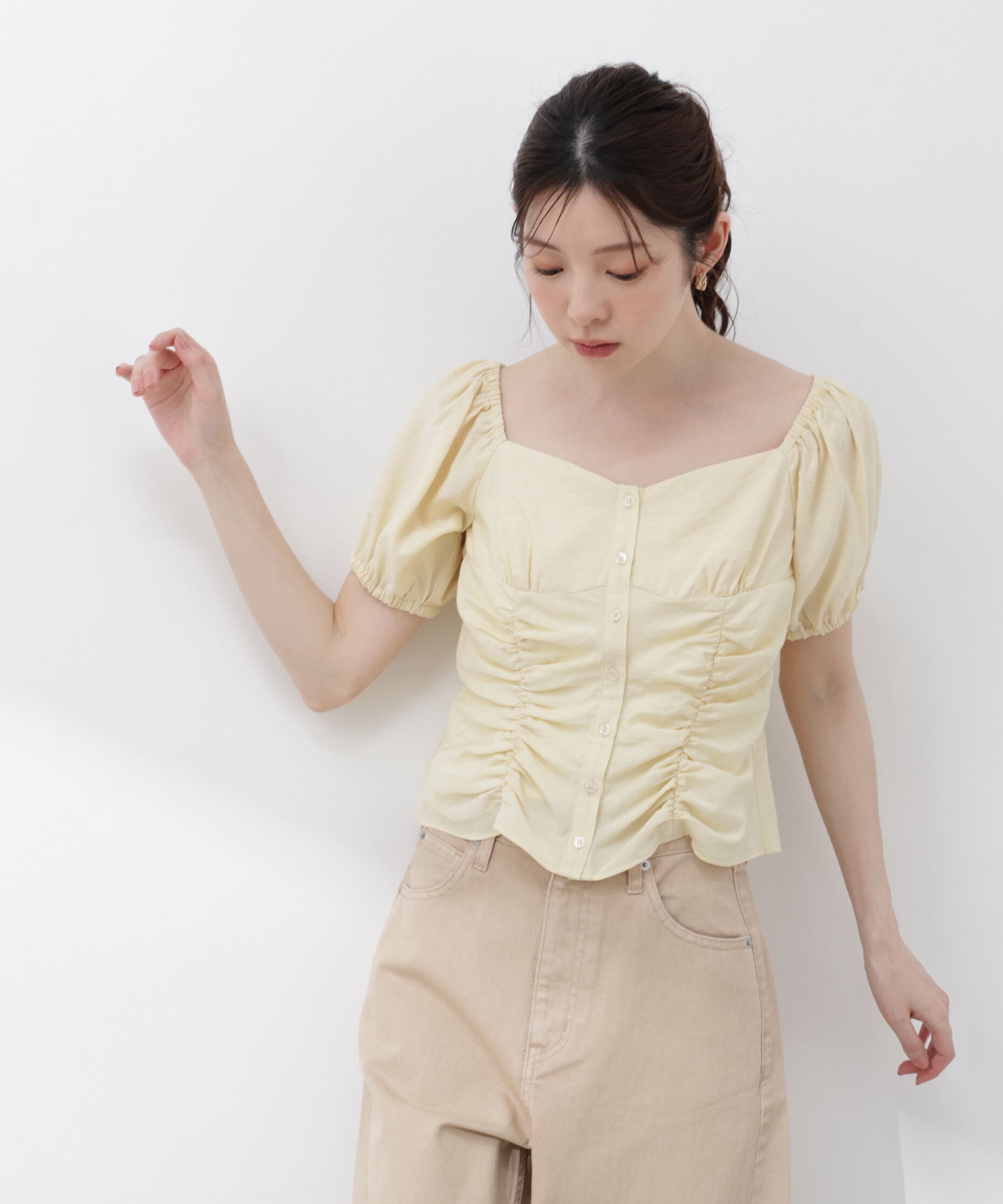 PROPORTION BODY DRESSING「〈a/mie〉パフスリーブドロストブラウス 26SS」|シャツ・ブラウス|