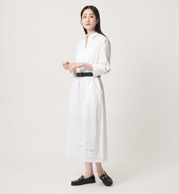 UNITED ARROWS「カットワーク シャツワンピース」|ワンピース|OFF WHITE