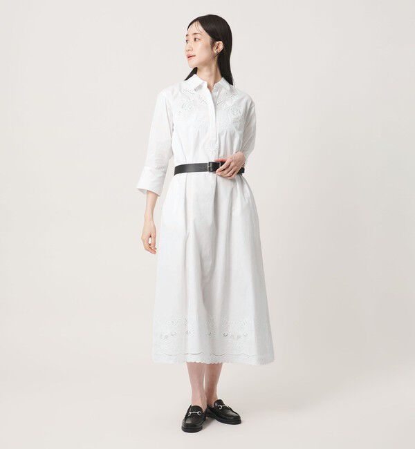 UNITED ARROWS「カットワーク シャツワンピース」|ワンピース|