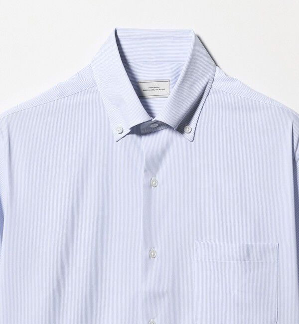 UNITED ARROWS green label relaxing「A+ COOL Pトリコット ナローストライプ スタンダード ボタンダウン 半袖 ドレスシャツ -ストレッチ・イージ」|シャツ・ブラウス|