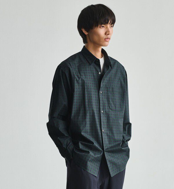 UNITED ARROWS green label relaxing「トーマスメイソン ビエラ チェック  ジャストルーズ レギュラーカラー 長袖 シャツ」|シャツ・ブラウス|DK.GREEN